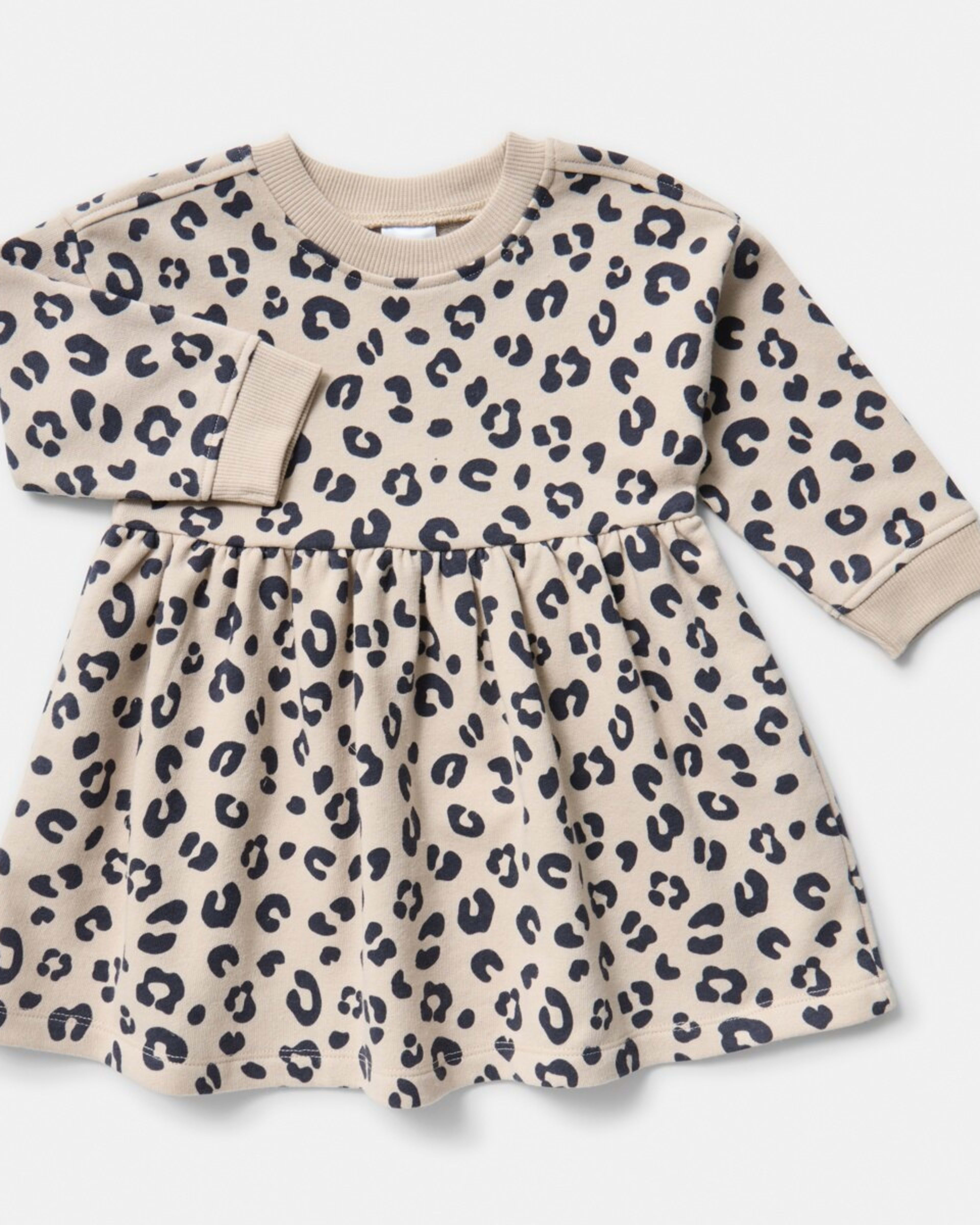 1 Long Sleeve Terry Dress BROWN LEOPARD