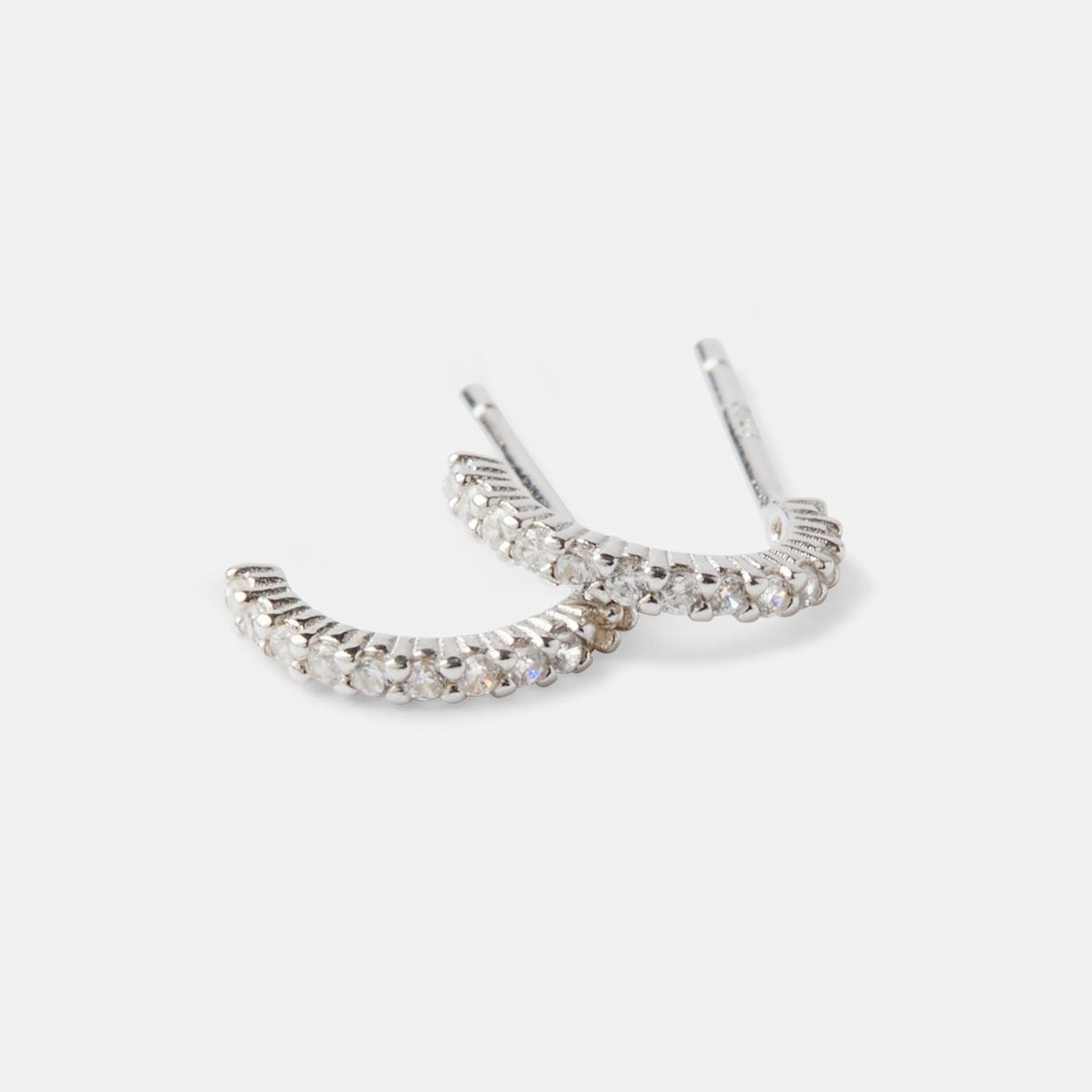 2 Sterling Silver Mini Hoop Earrings Silver, 2 of 4