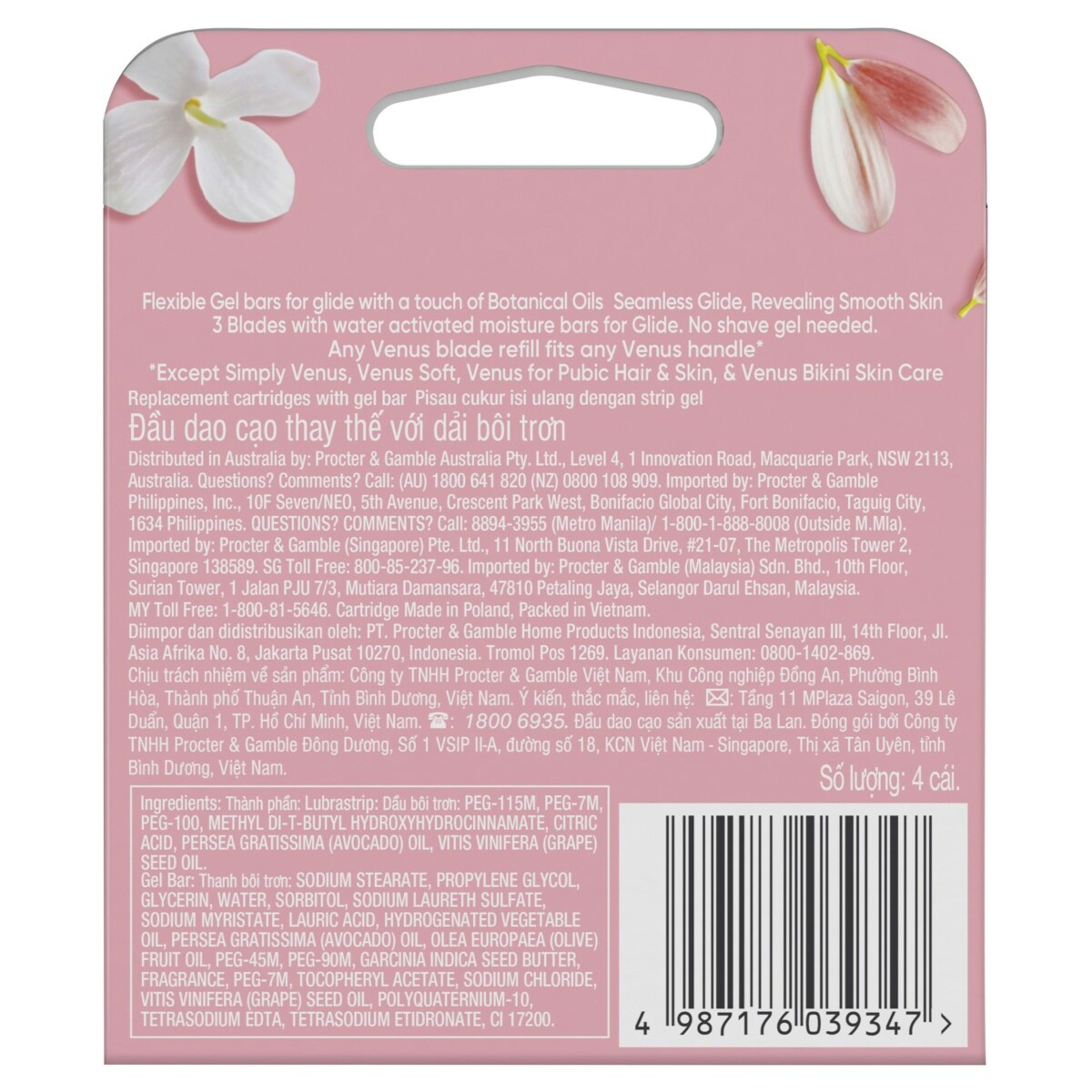 2 4 Pack Gillette Venus ComfortGlide Razor Blade Cartridges - White Tea Scent, 2 of 10