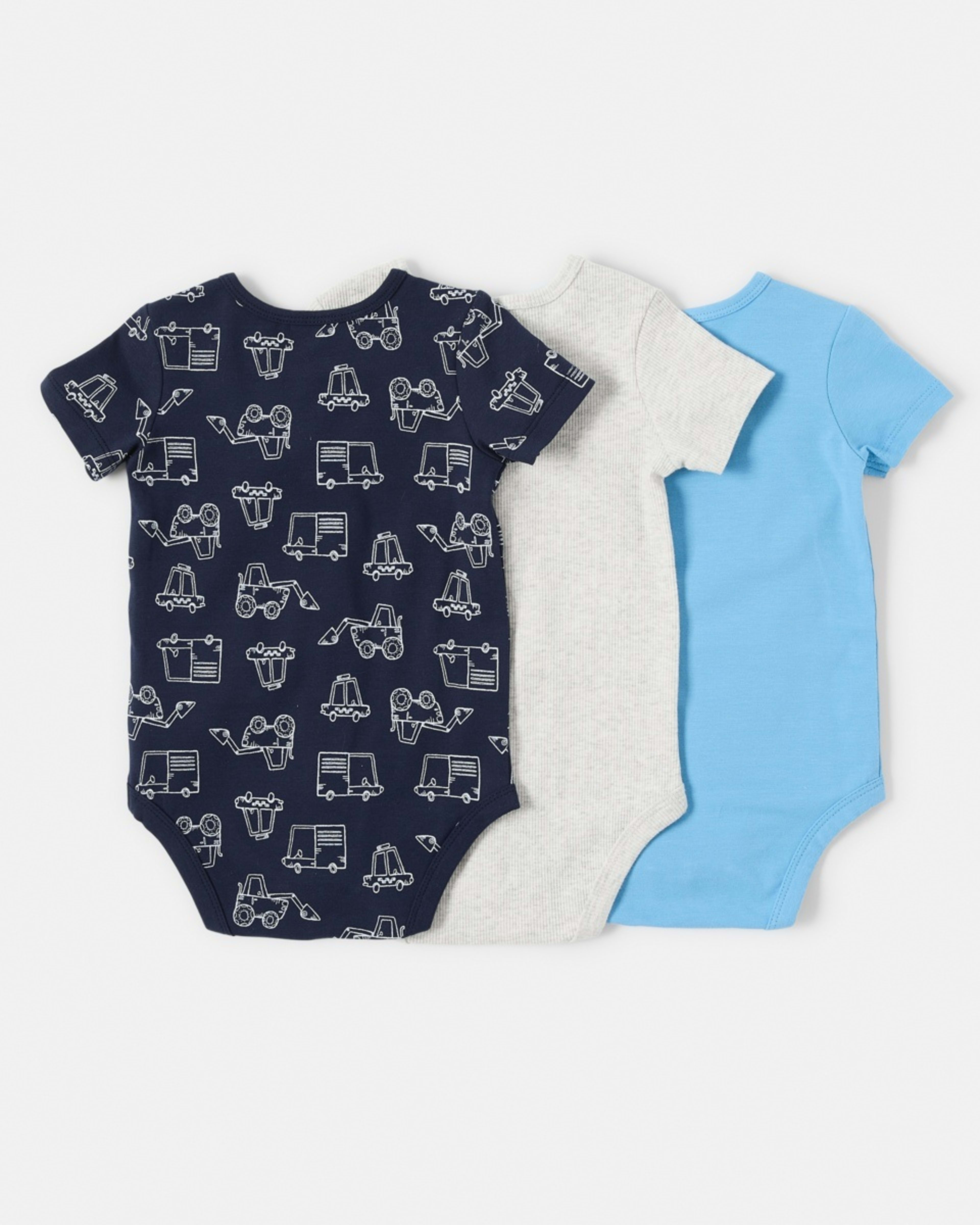 2 3 Pack Short Sleeve Bodysuits Digger, 2 of 8