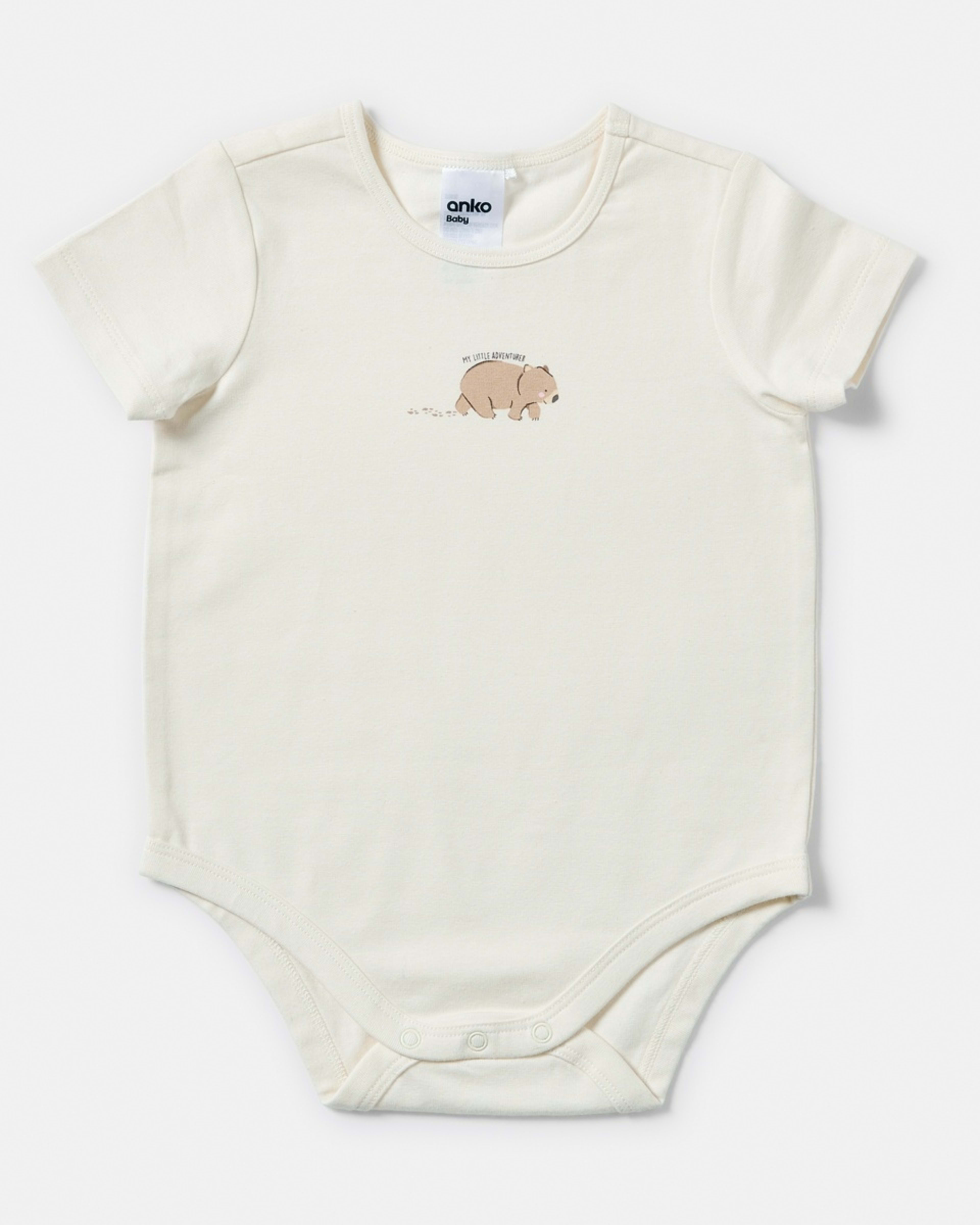 5 3 Pack Short Sleeve Print Bodysuits TAN WOMBAT, 5 of 8