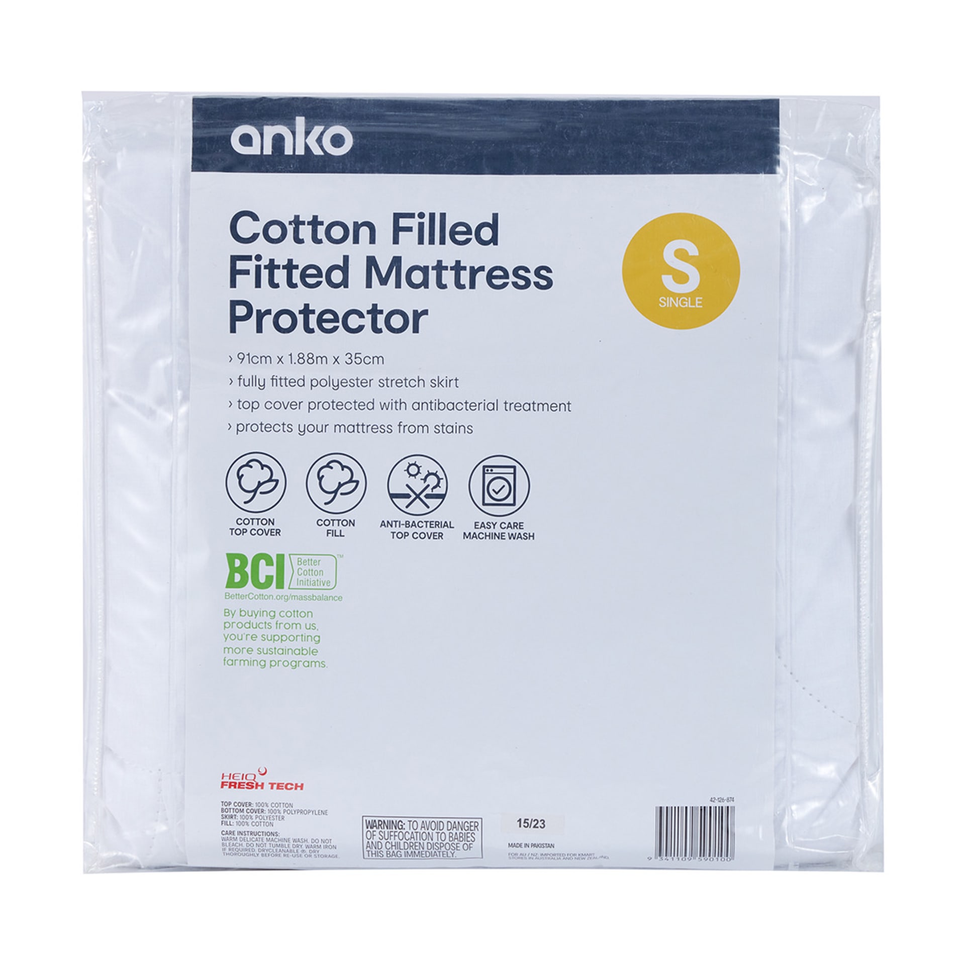 Cotton Filled Fitted Mattress Protector Single Bed Kmart