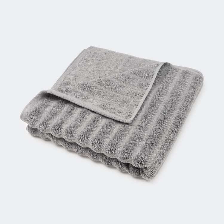 Thick Ribbed Australian Cotton Bath Towel Silver Kmart
