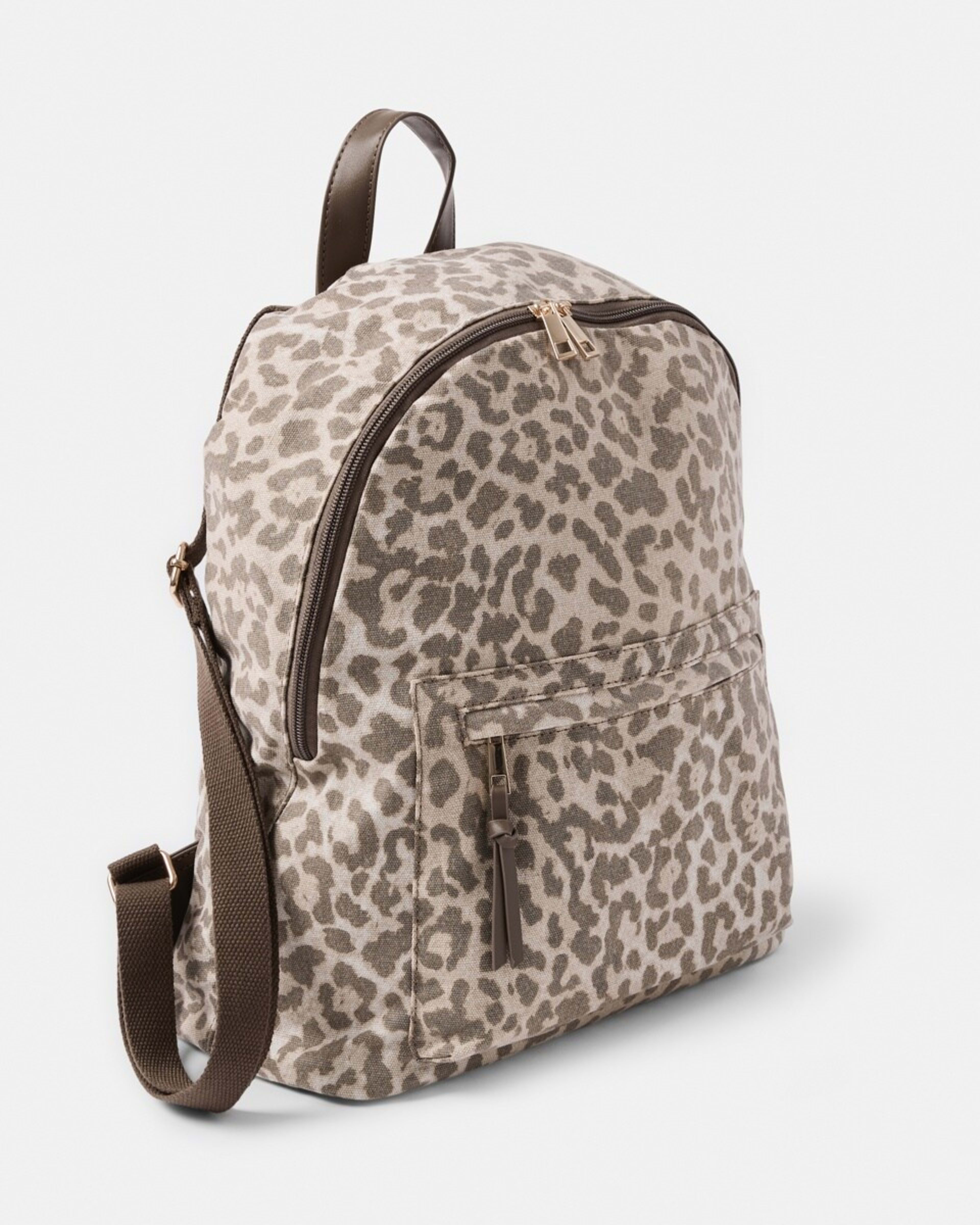 2 Canvas Backpack Leopard Beige, 2 of 7