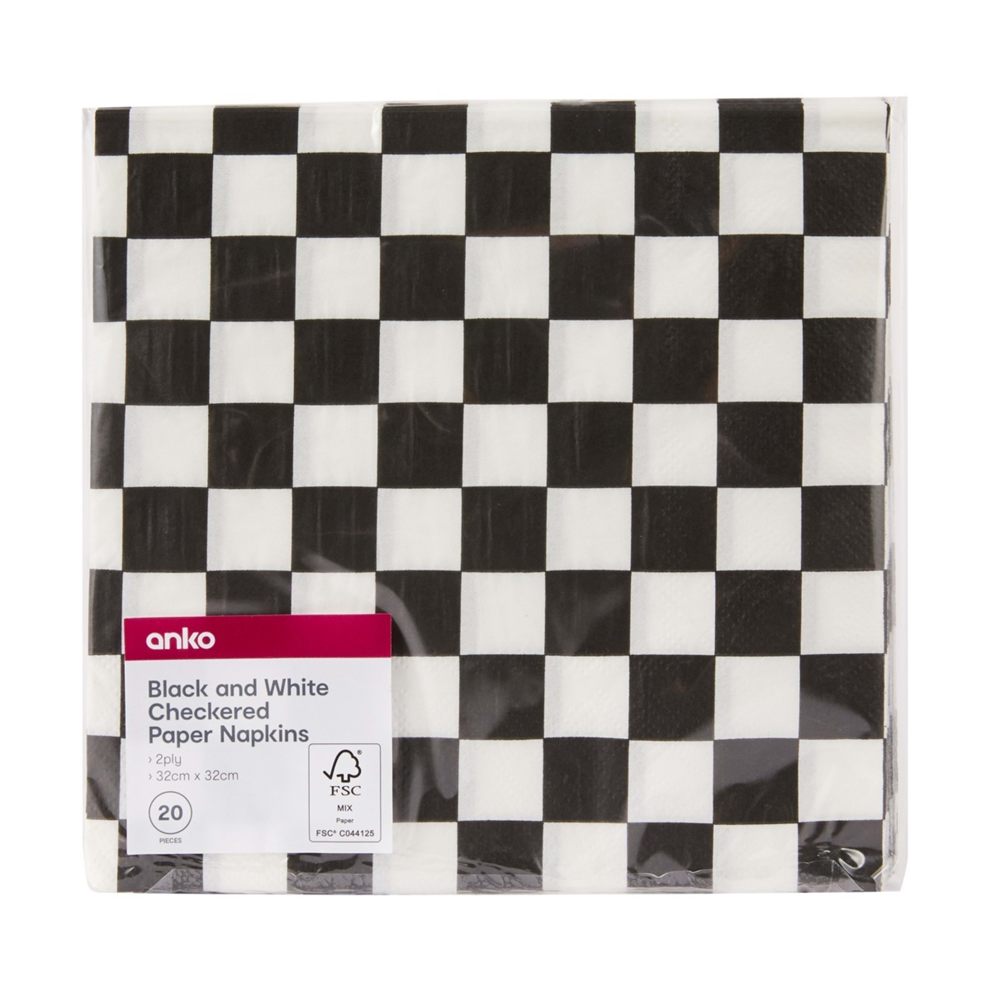 4 20 Piece Black and White Checkered Paper Napkins, 4 of 4