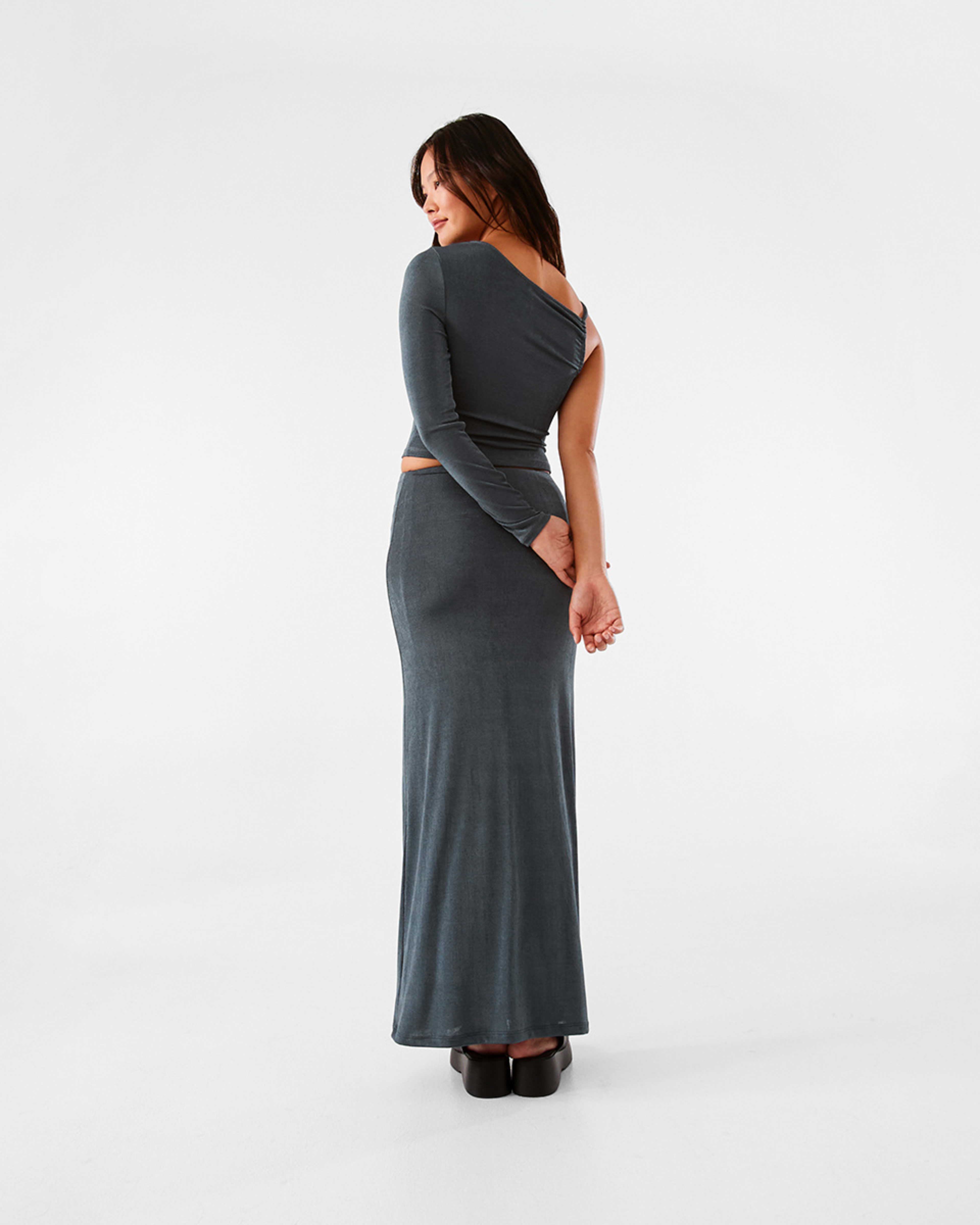 6 Long Sleeve One Shoulder Top Rain Blue, 6 of 9