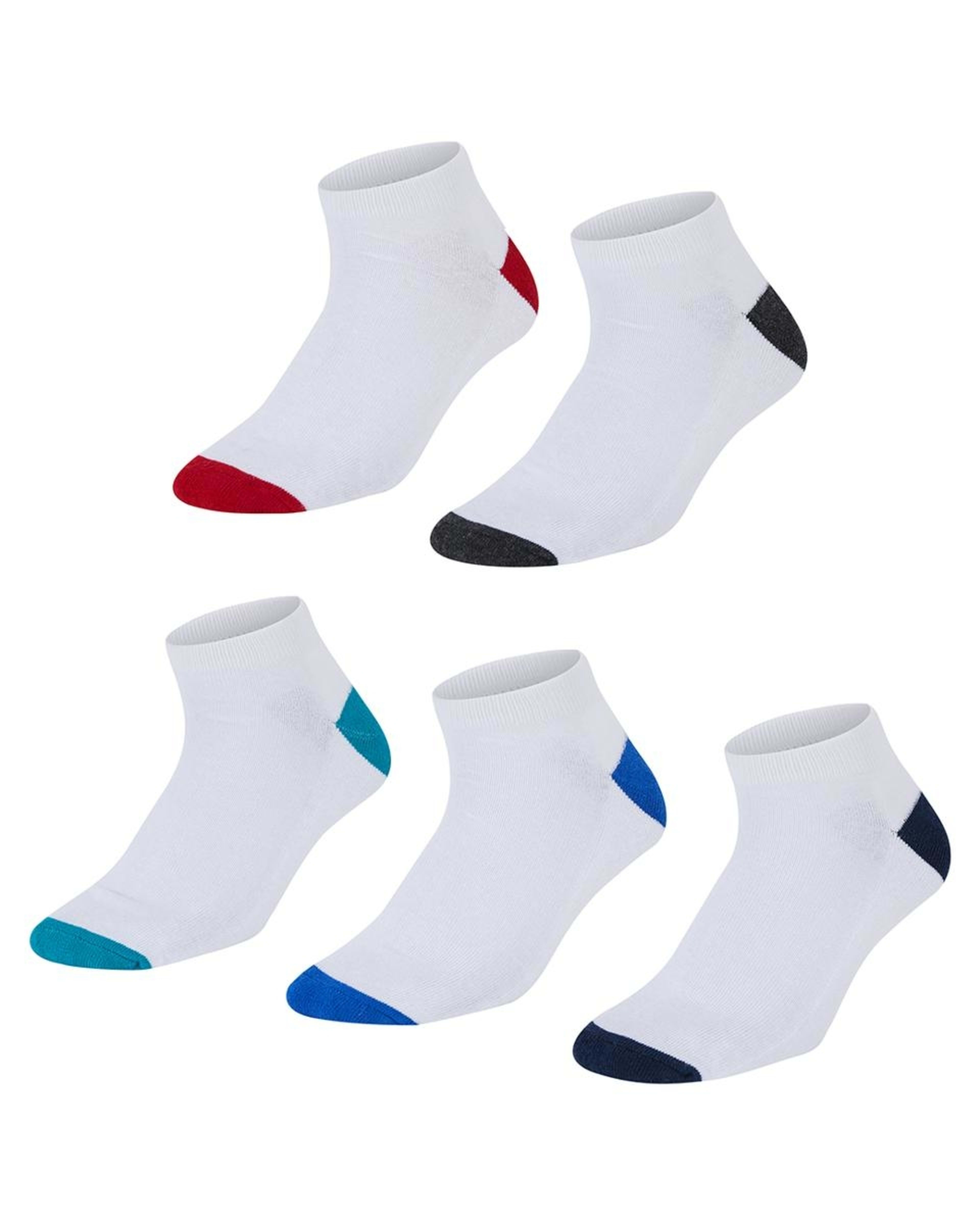 1 5 Pack Low Cut Sport Socks WHITE COLOUR HEEL, 1 of 3