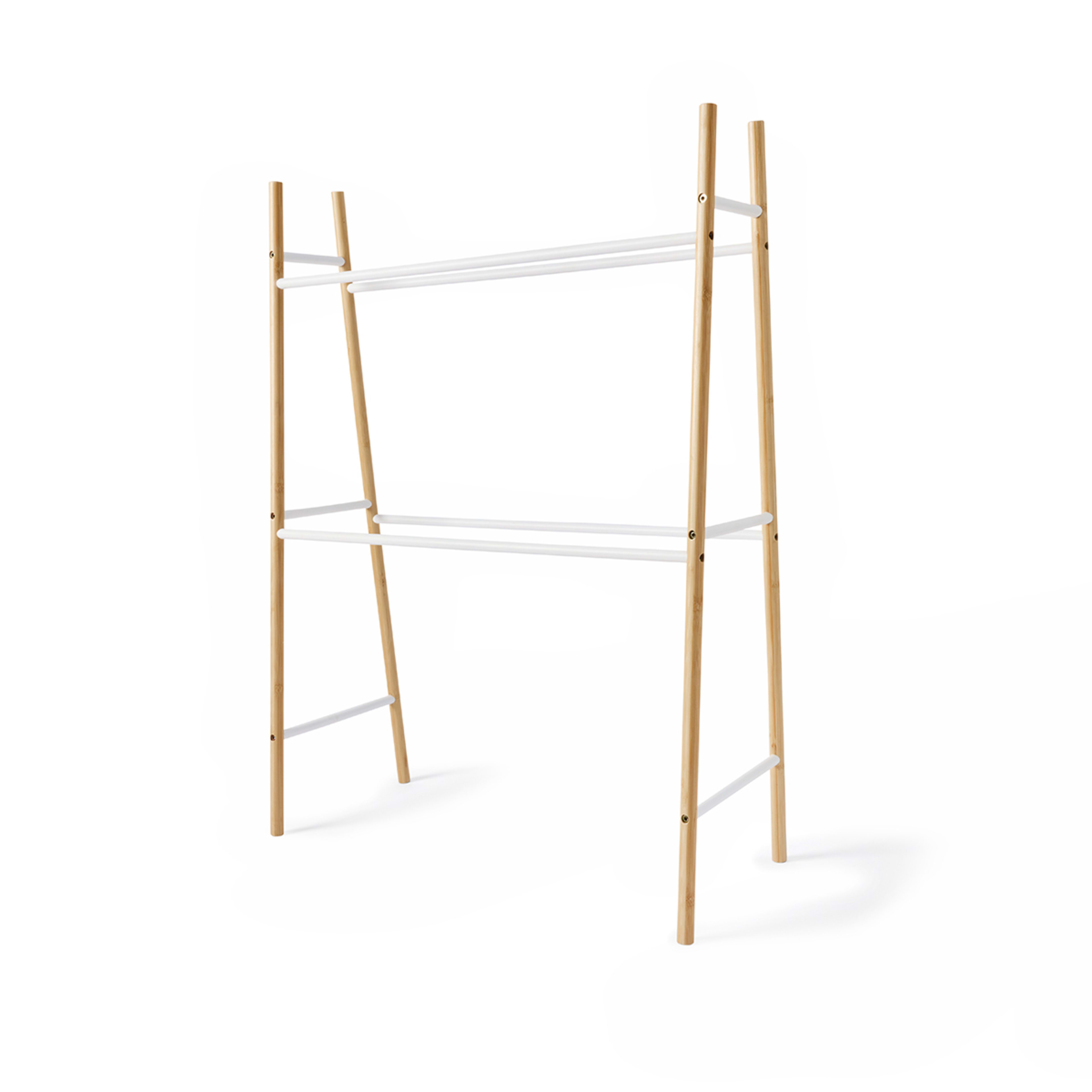 Bamboo and White Towel Rack - Kmart