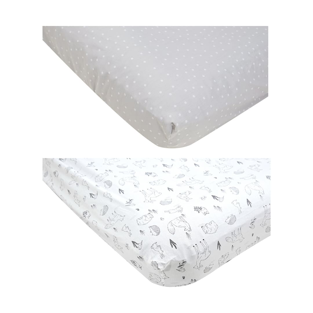 2 Pack Organic Cotton Fitted Cot Sheets Kmart