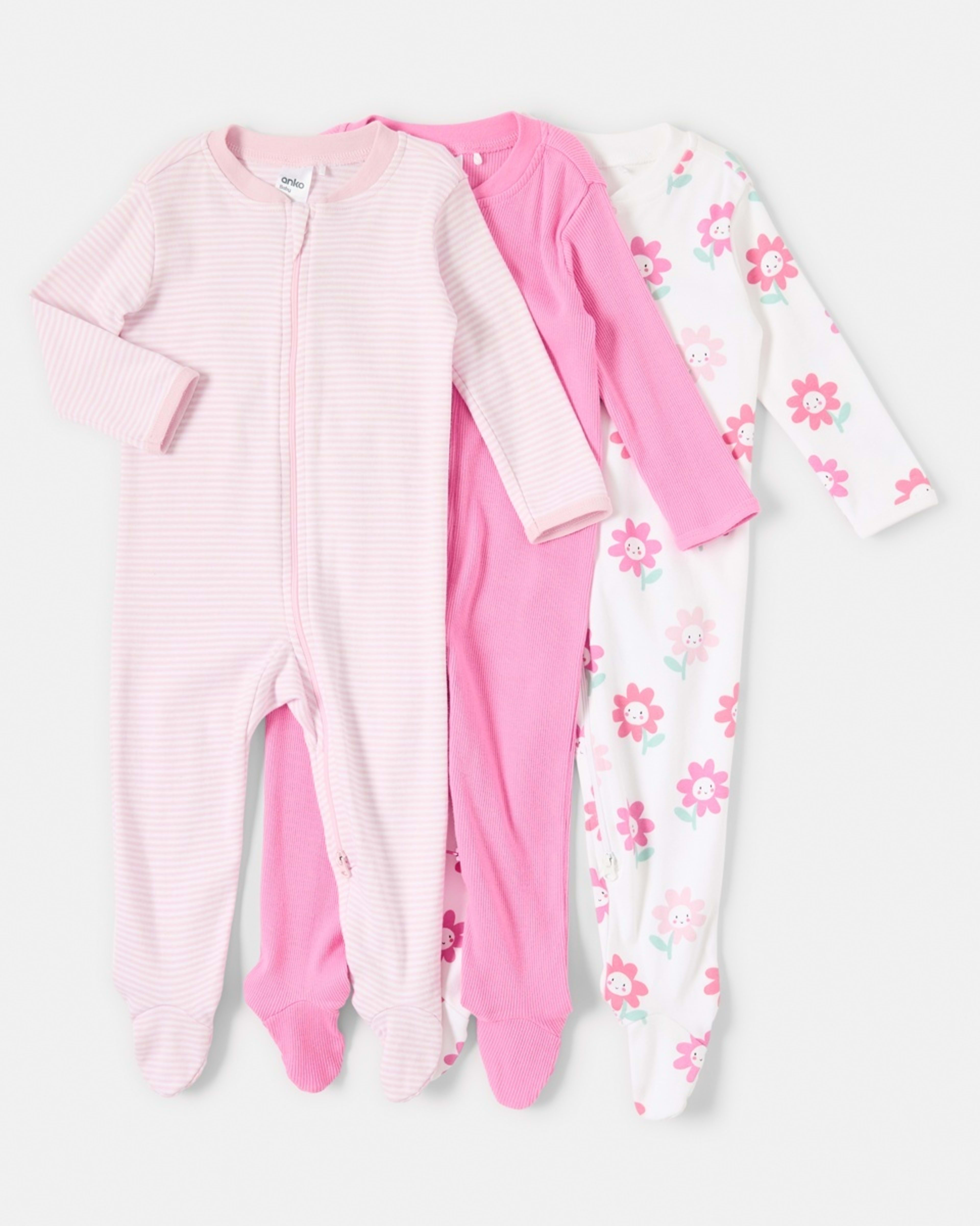 1 3 Pack Coveralls Pinkflower