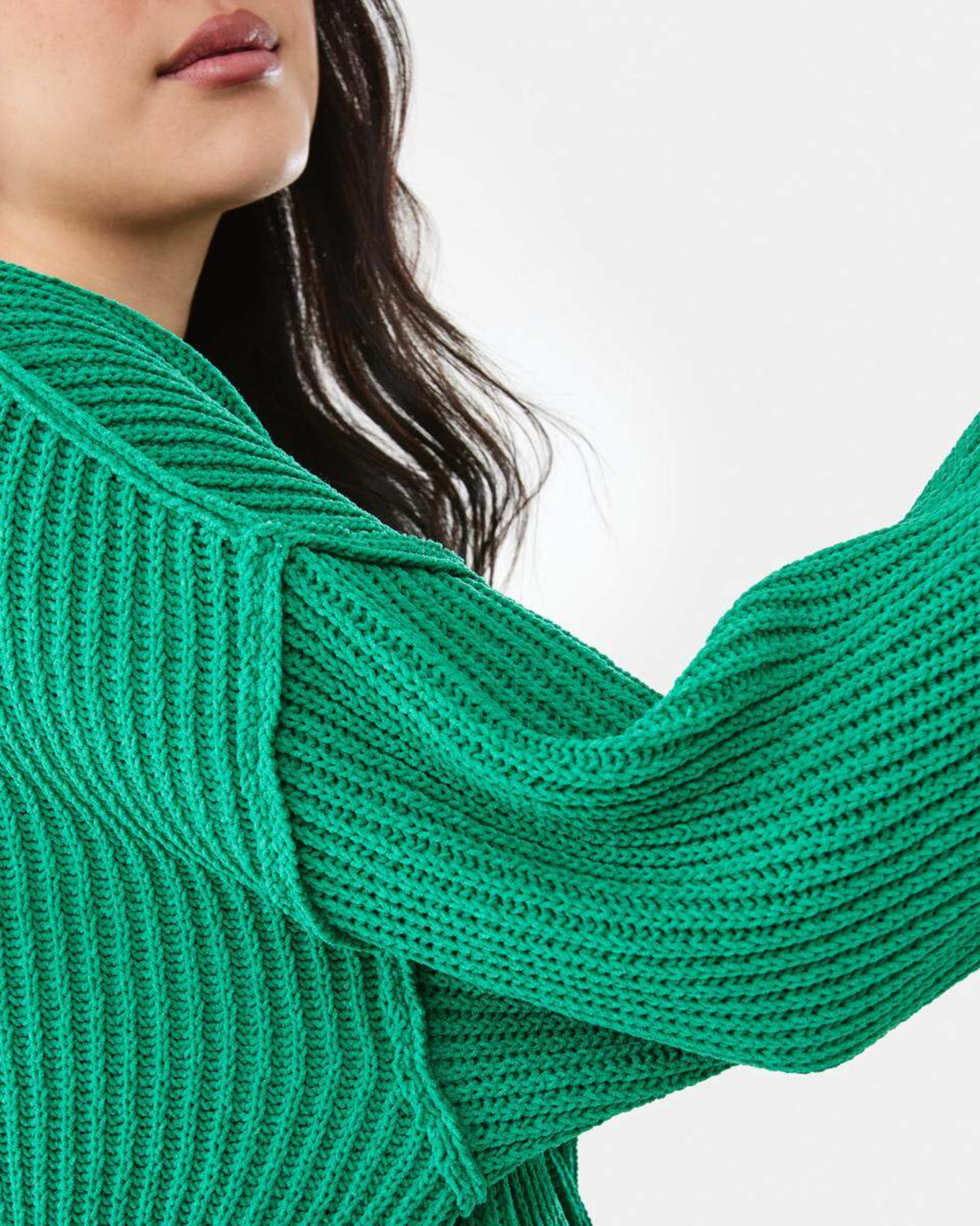 7 Chenille V-Neck Jumper SIMPLY GREEN, 7 of 9