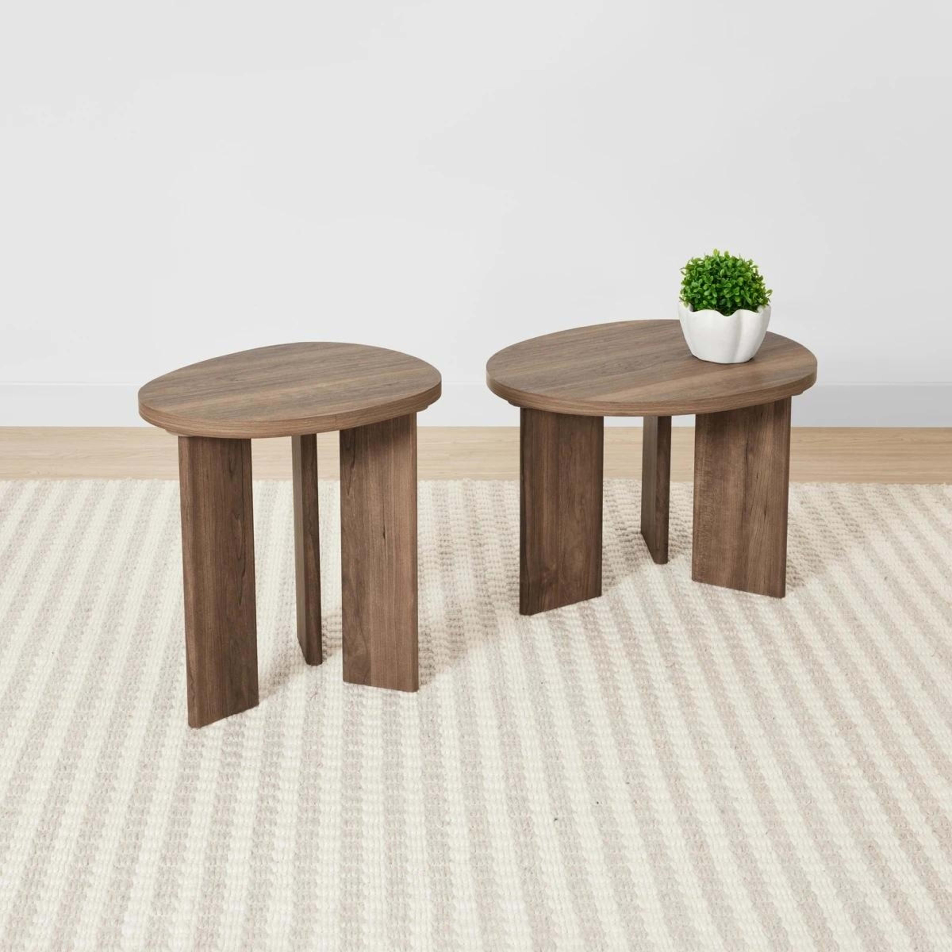 2 Set of 2 Walnut Side Tables, 2 of 10