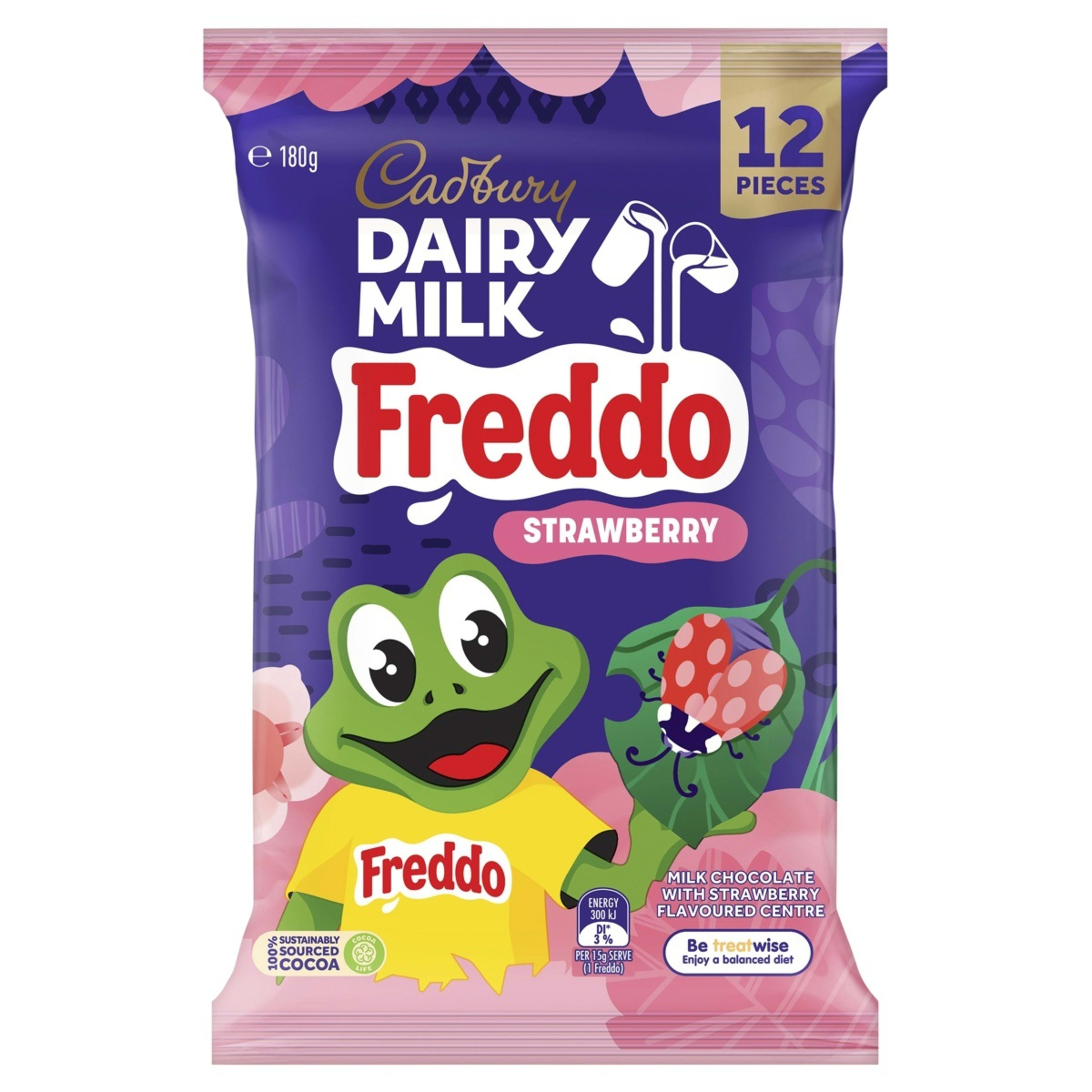 1 12 Piece Cadbury Dairy Milk Freddo Strawberry 180g