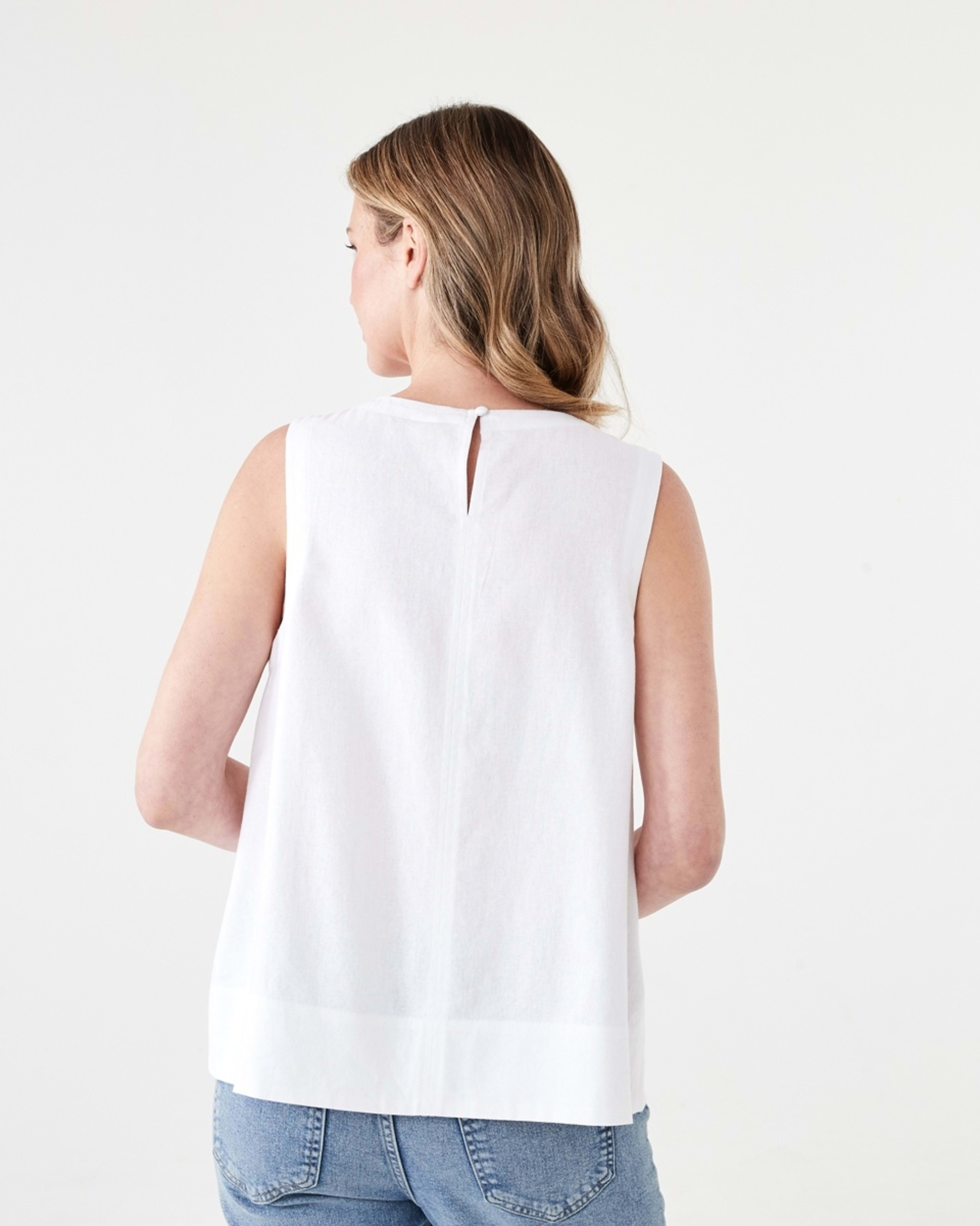 3 Sleeveless Linen Blend Swing Tank WHITE, 3 of 5