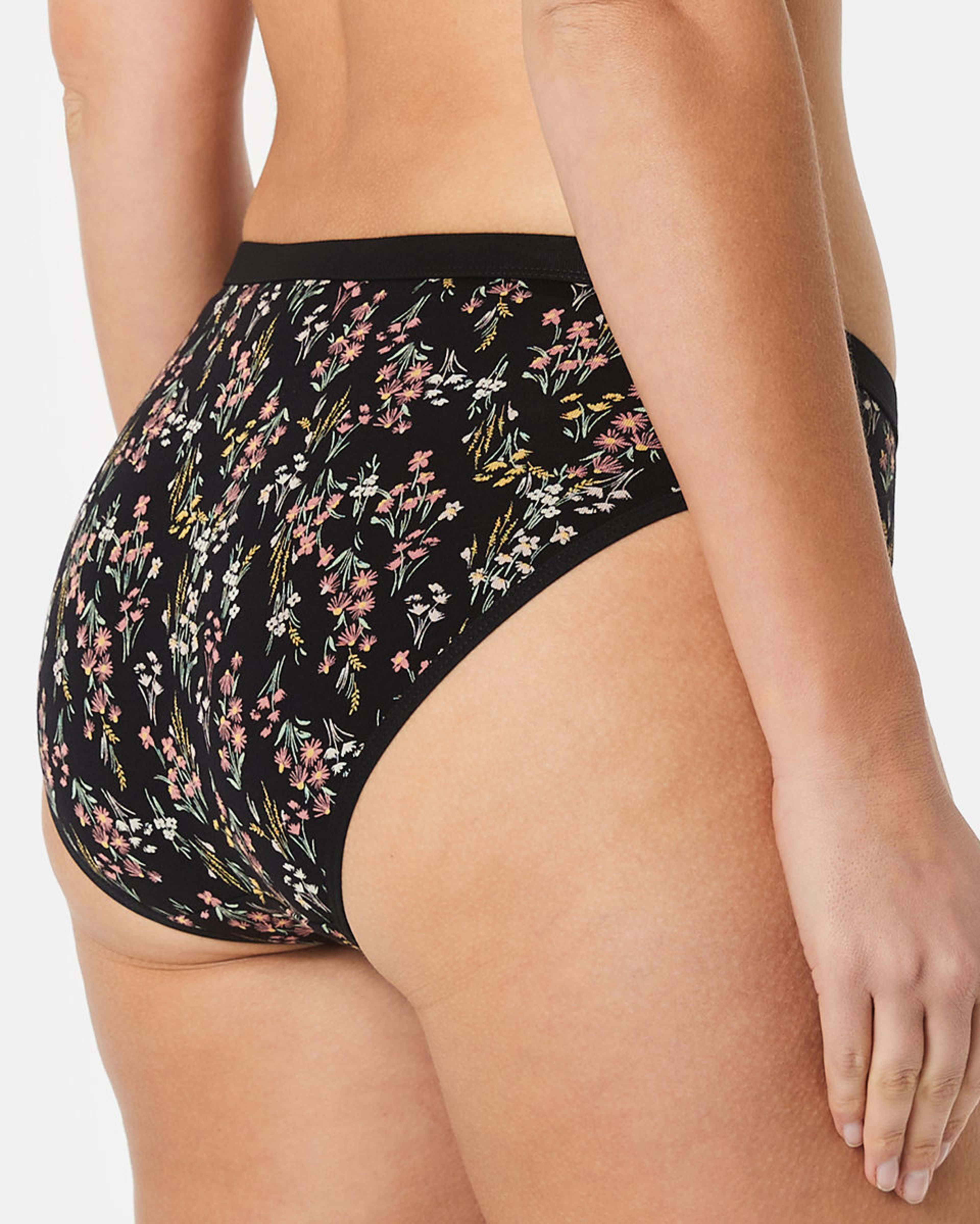 3 Comfort Top Bikini Briefs FLORAL BLACK, 3 of 4