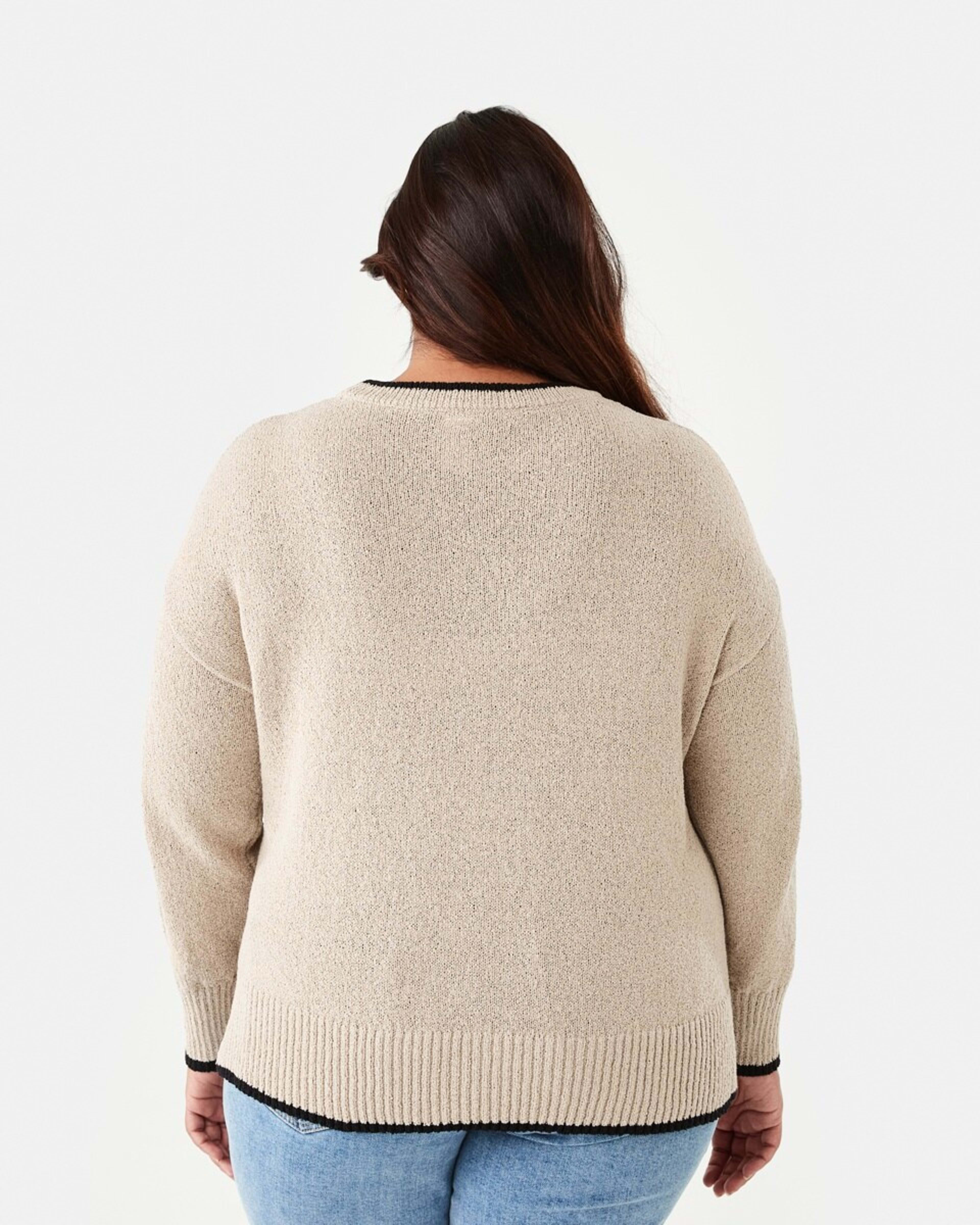 3 Curve Contrast Tipping Jumper Bone Beige, 3 of 6