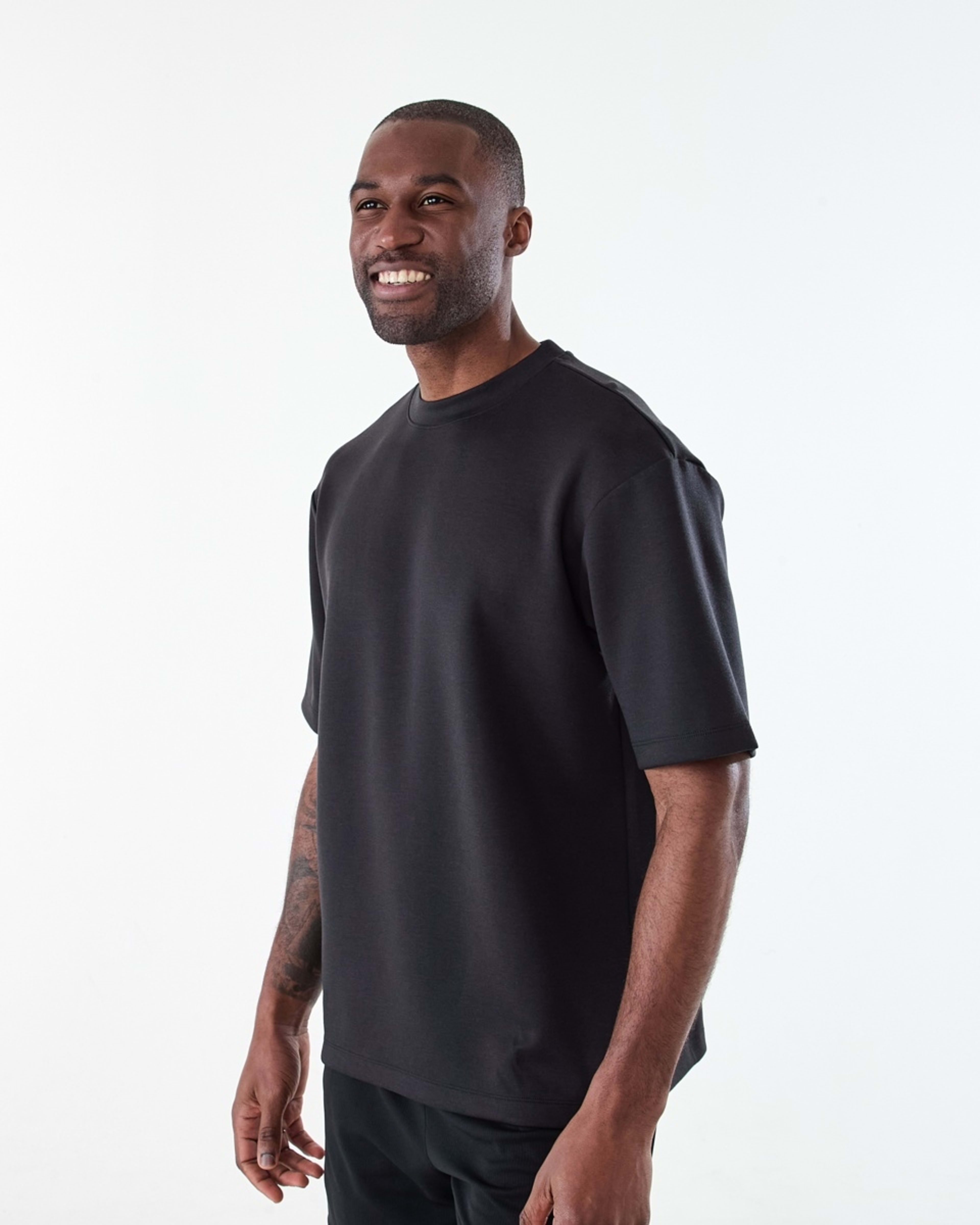2 Active Mens Oversized Scuba T-shirt BLACK, 2 of 6