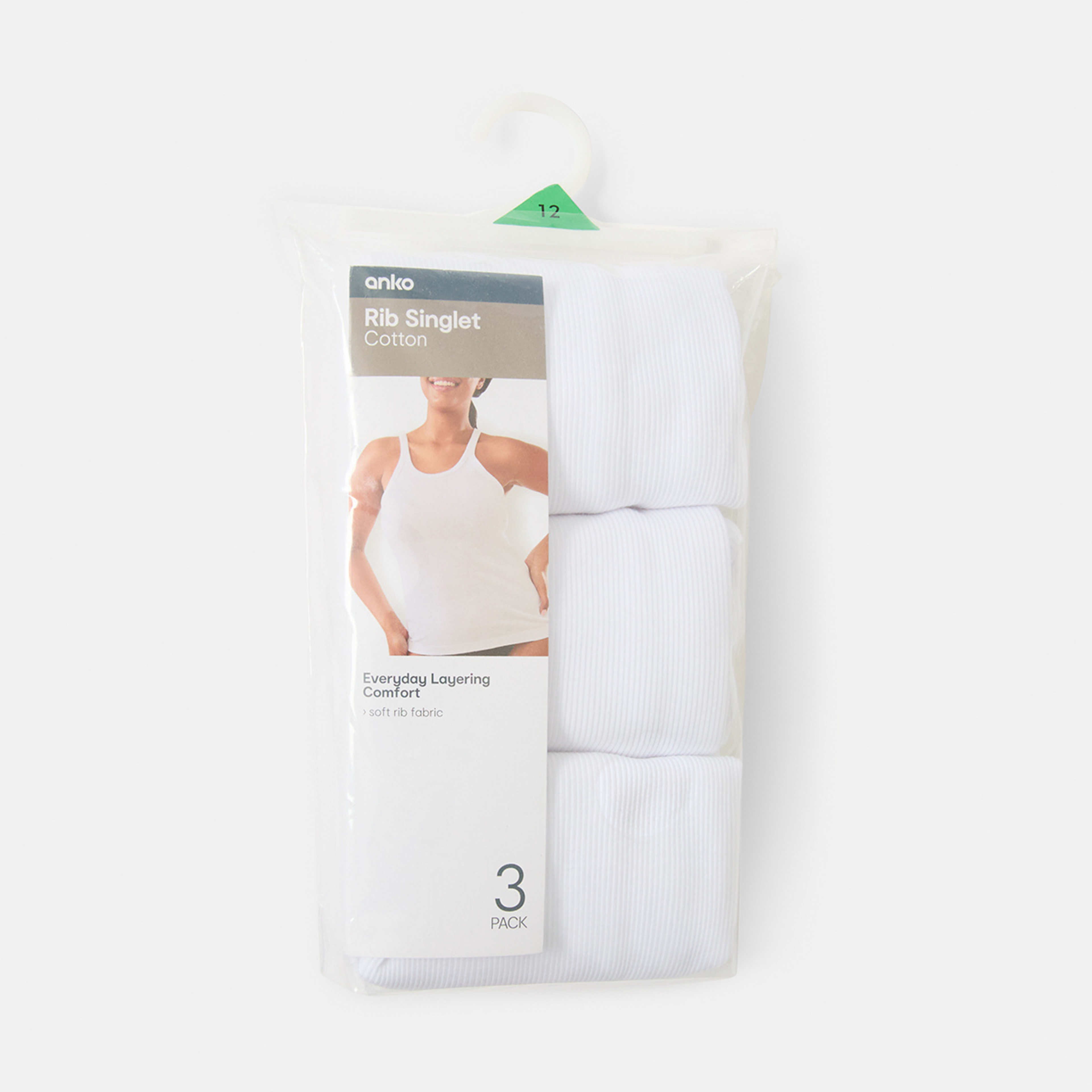 8 3 Pack Essential Cotton Rib Singlet White, 8 of 8