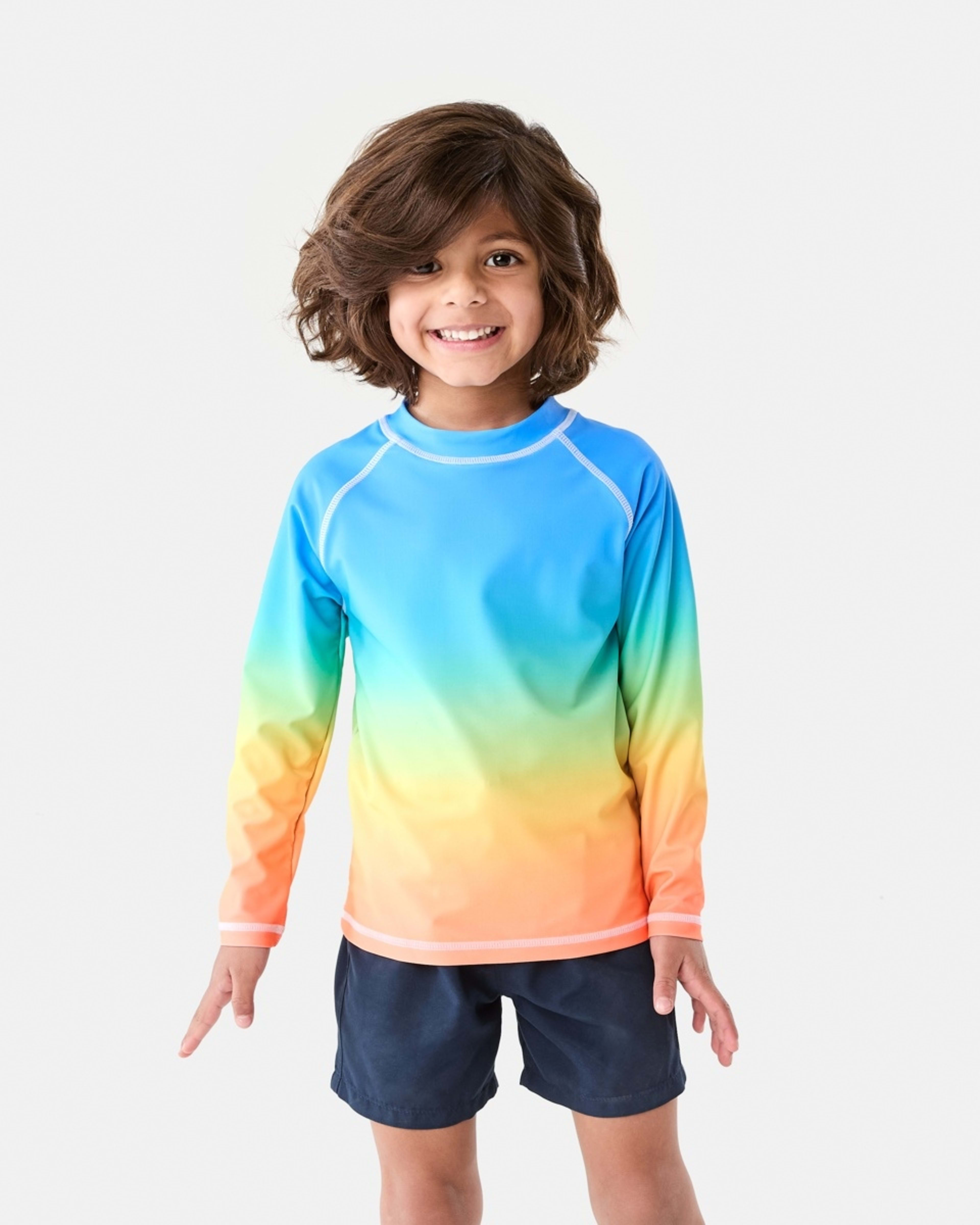 1 Printed Long Sleeve Rash Vest RASHIE FLURO RAINBOW, 1 of 6