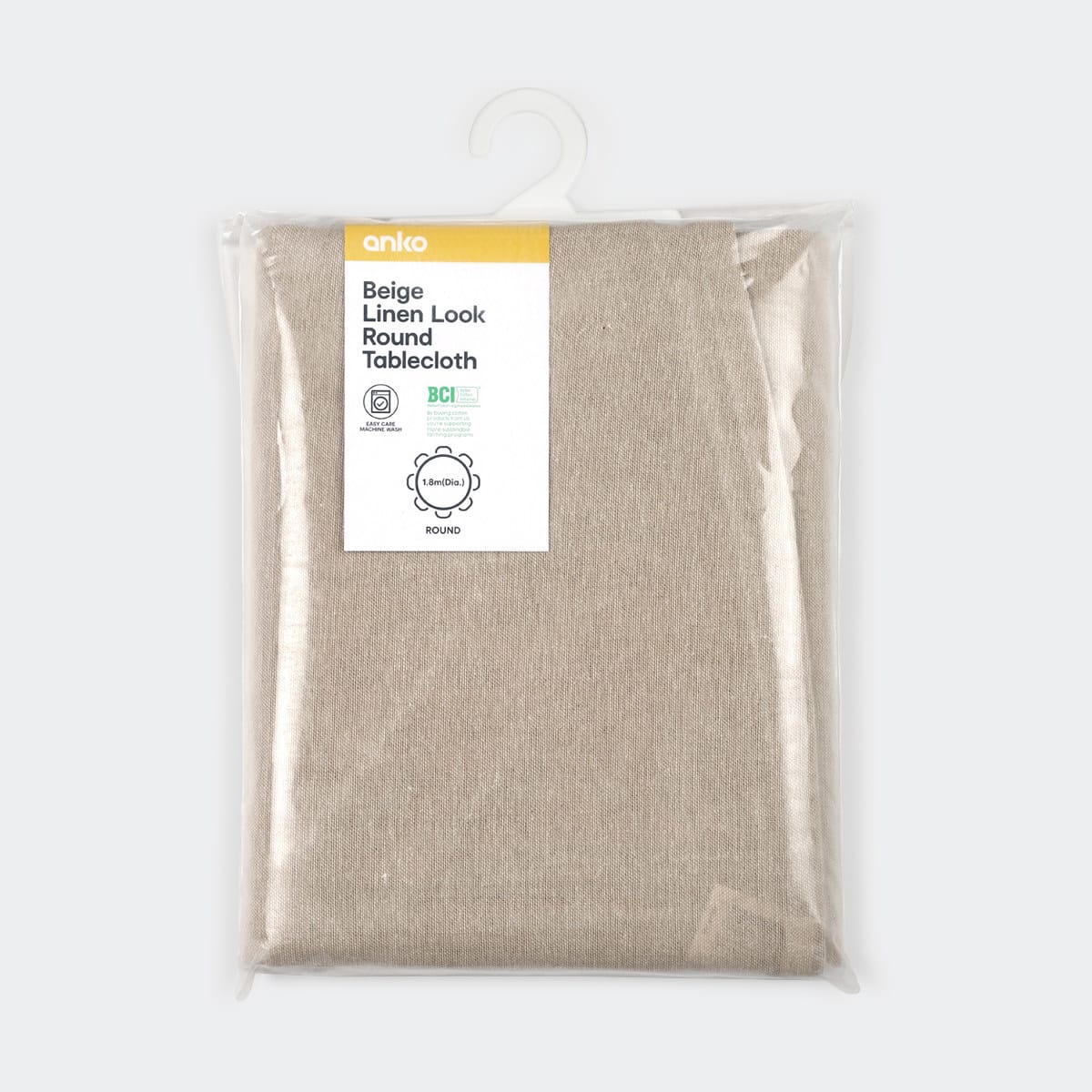 Beige Linen Look Round Tablecloth Kmart