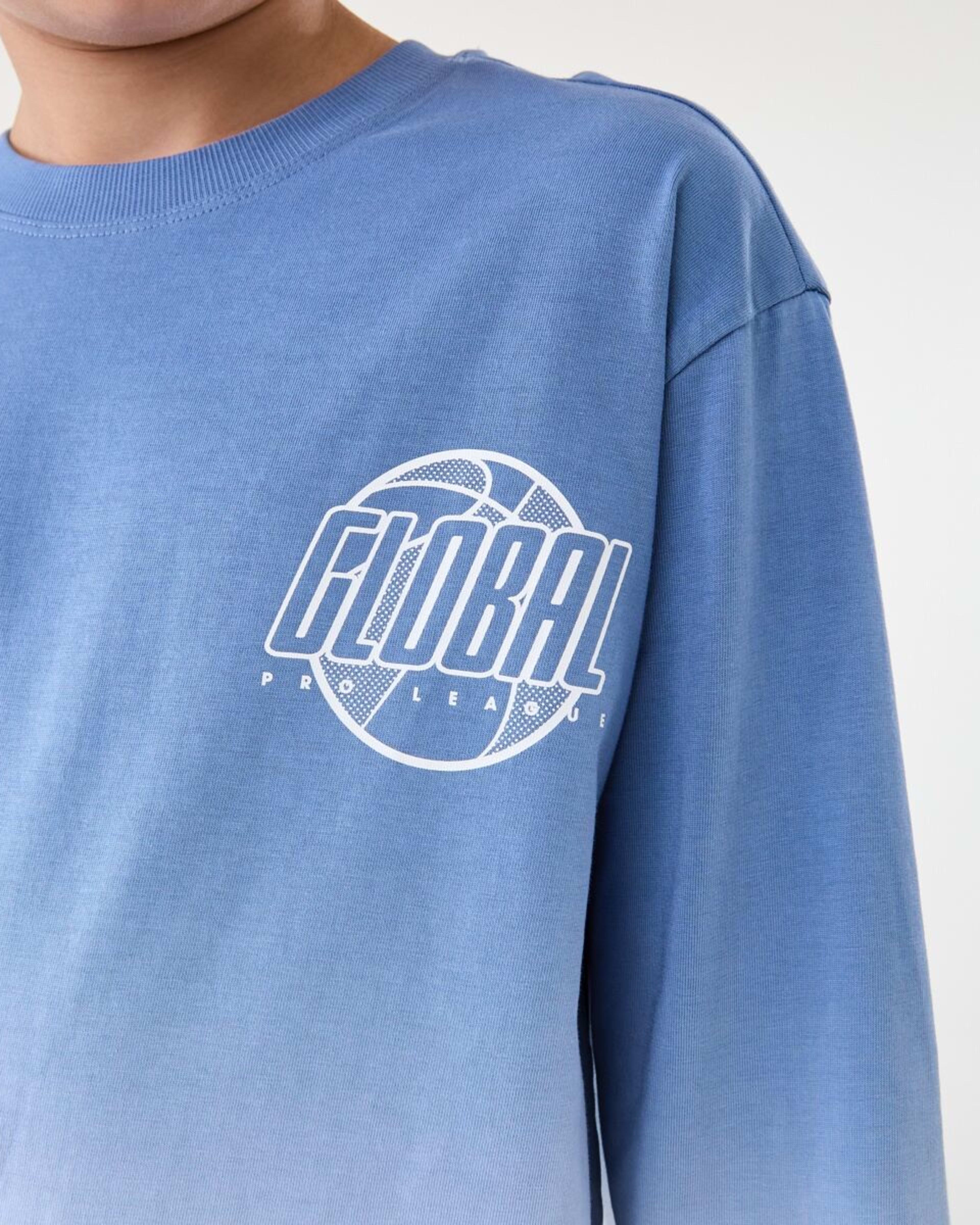 4 Long Sleeve Cuff Skate Print T-shirt Ombre Steely Blue, 4 of 8