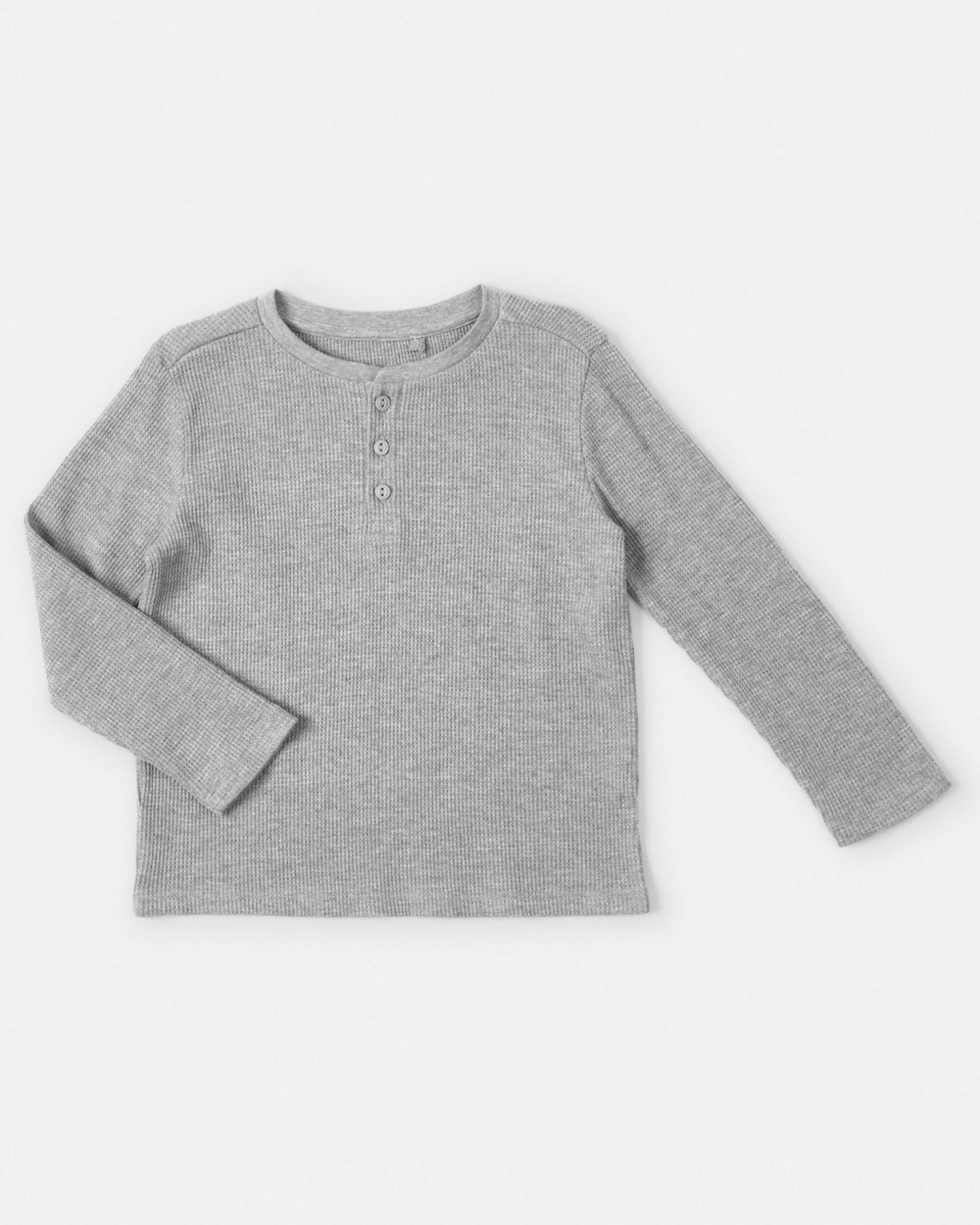 7 Waffle Henley Long Sleeve T-shirt Kgry Marle, 7 of 8