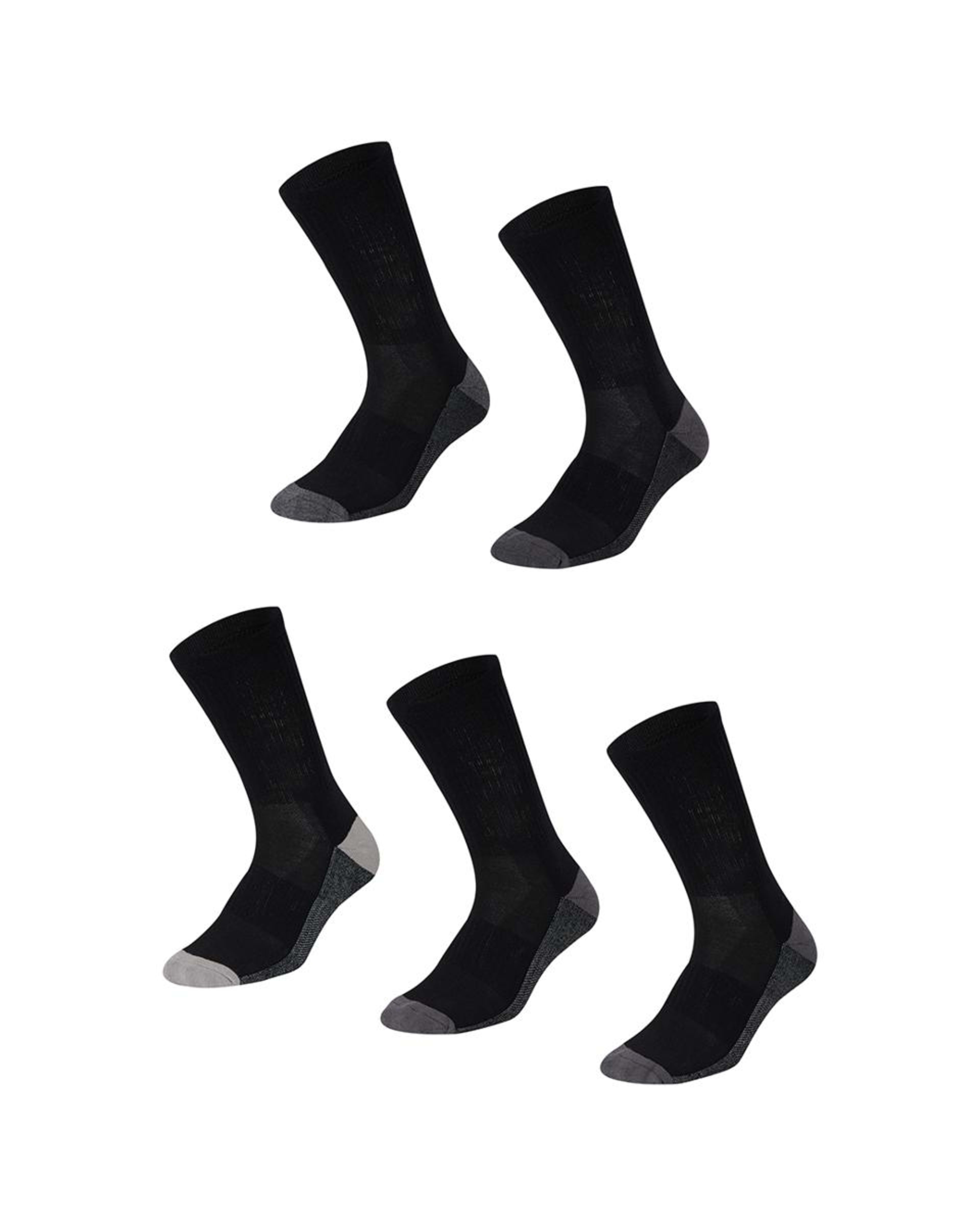 1 5 Pack Super Tough Crew Socks Black Charcoal, 1 of 3