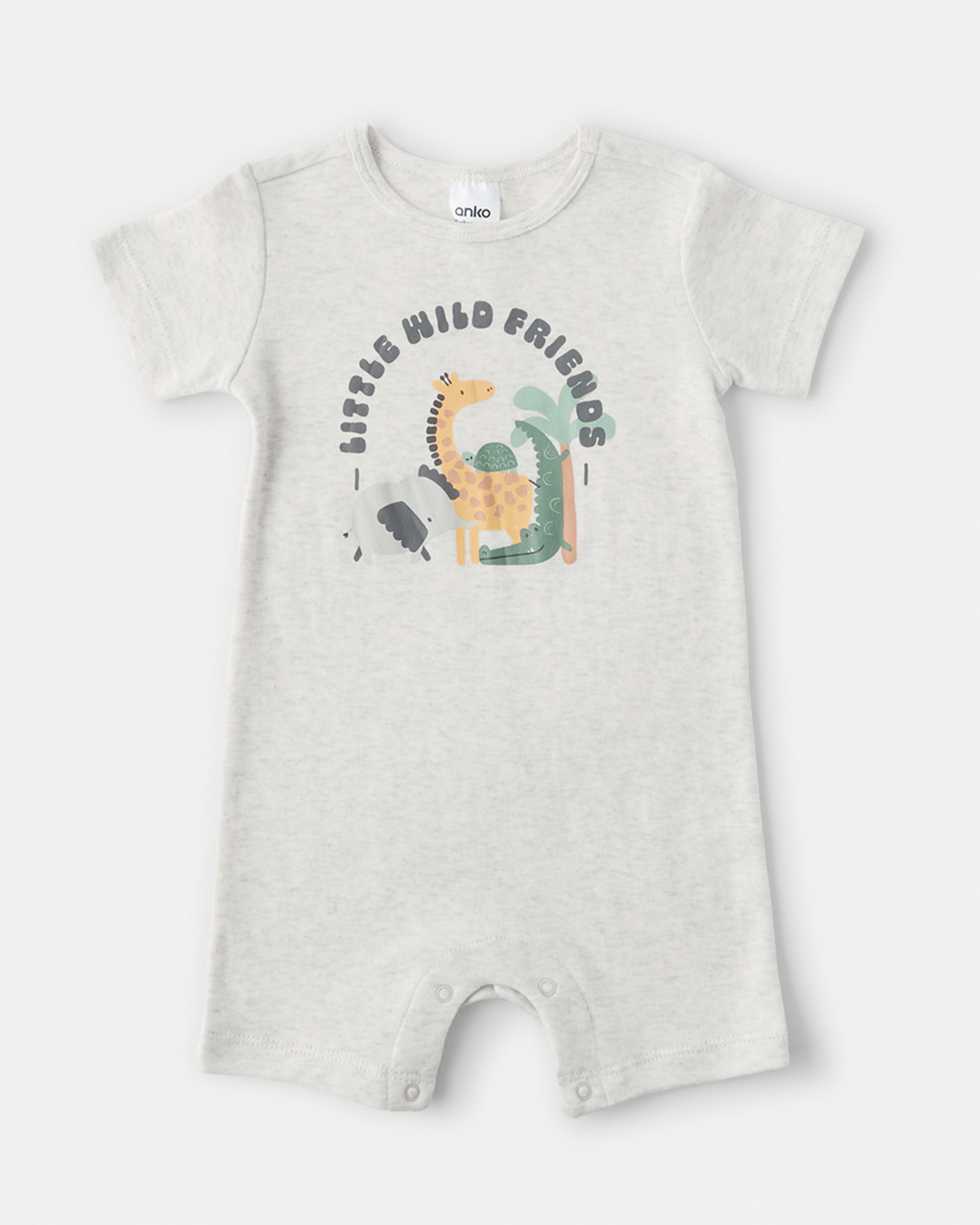 1 Short Sleeve Print Romper Wht Animal