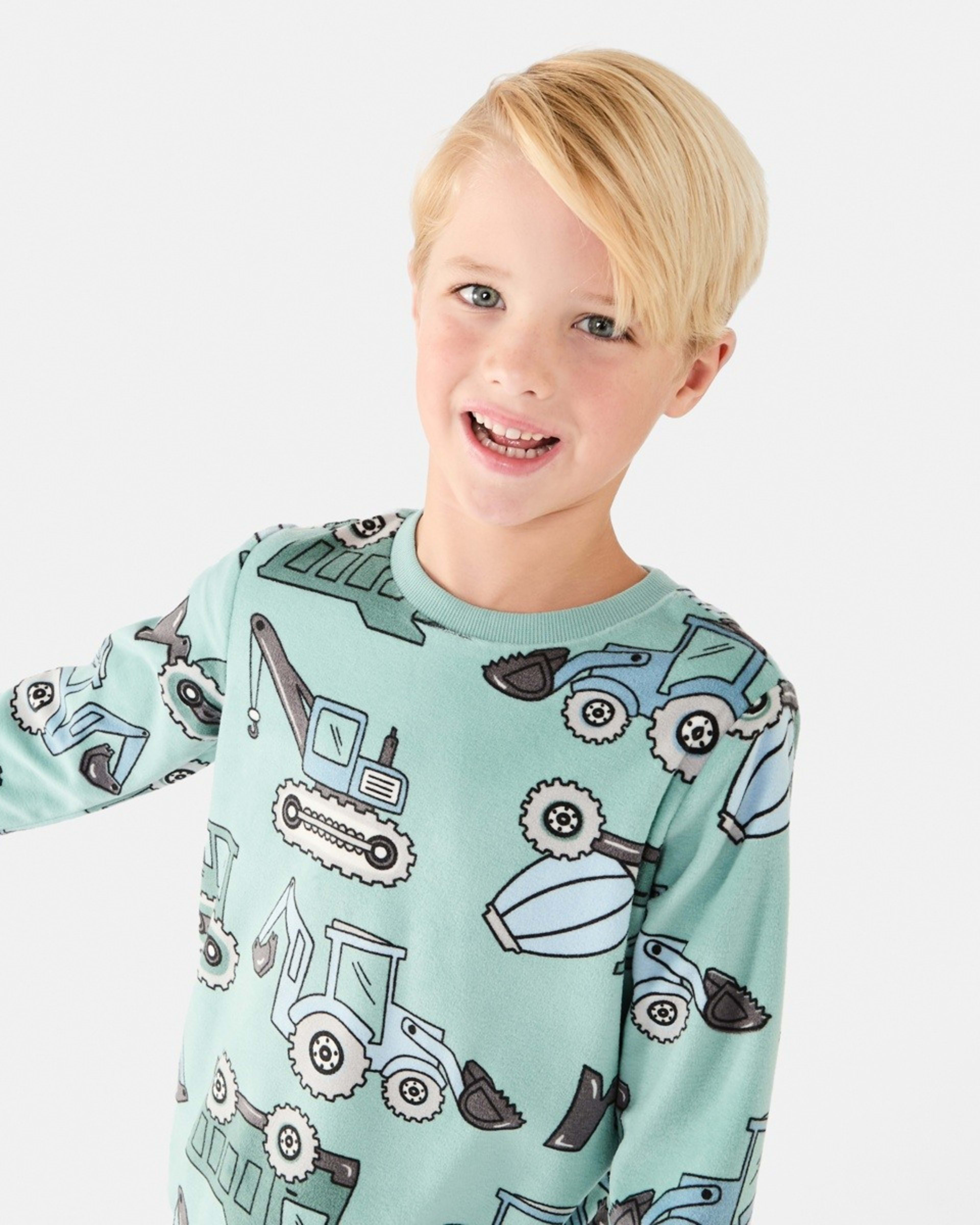 3 Super Soft Pyjama Set Green Trucks, 3 of 10