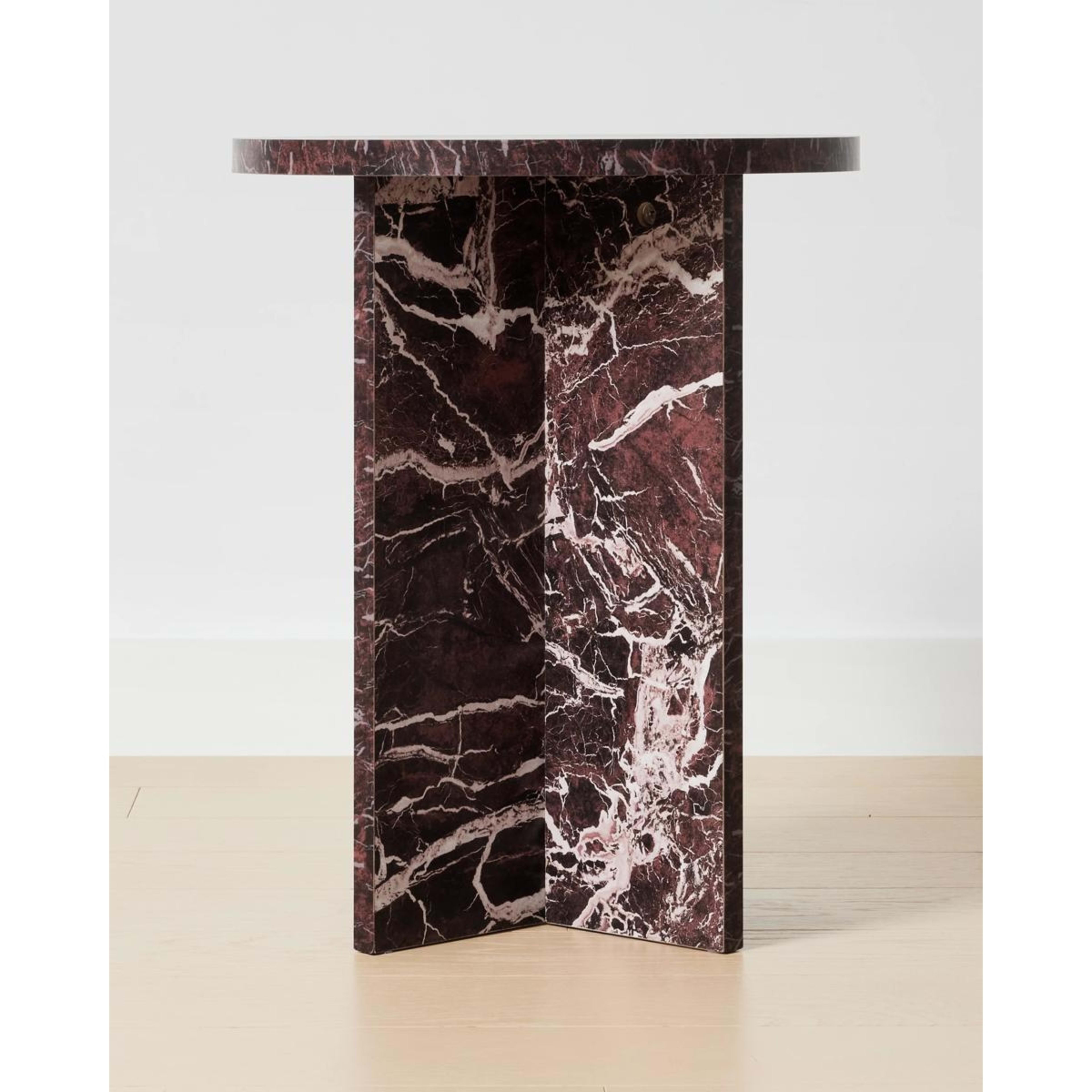 1 Round Marble Look Side Table, 1 of 5