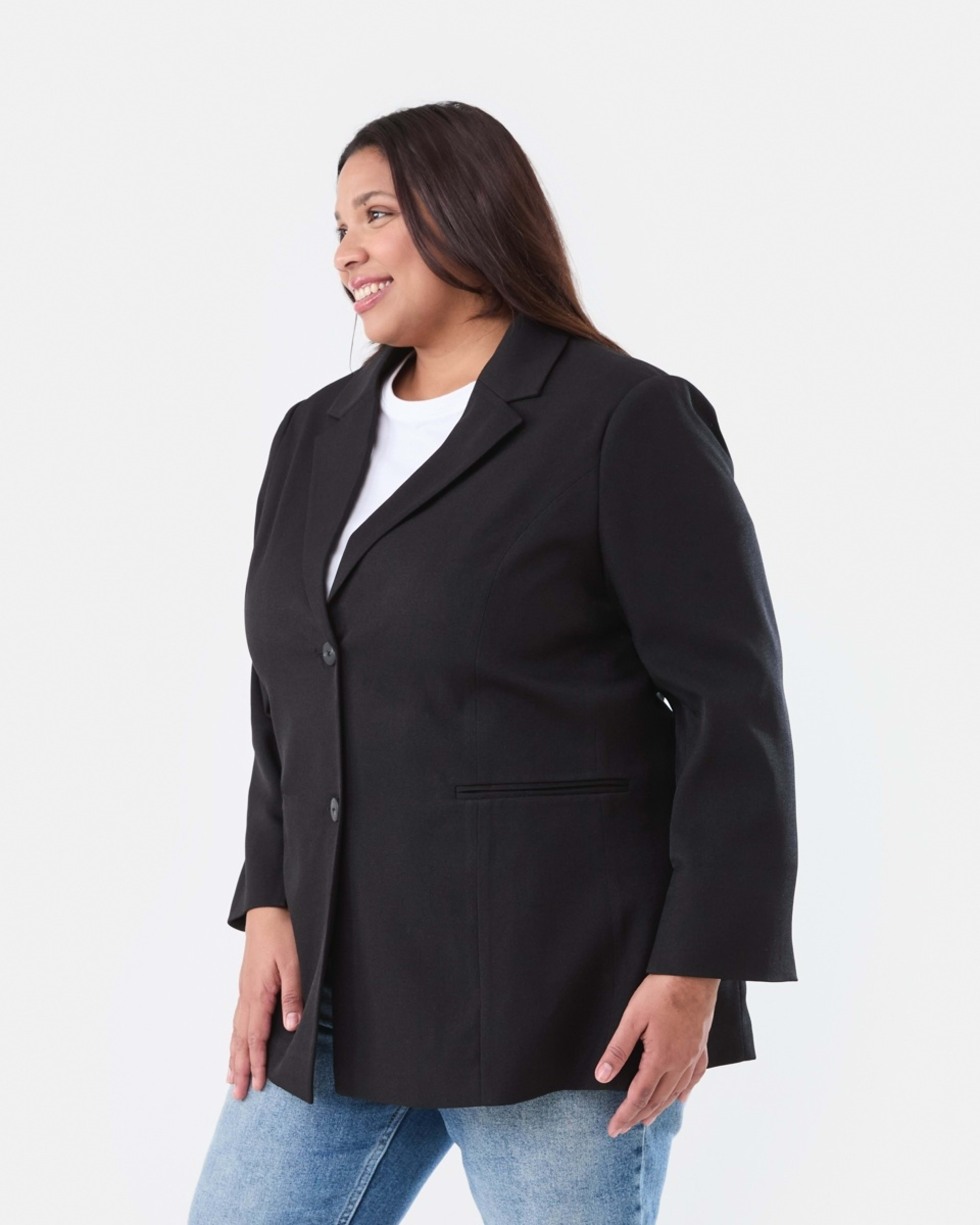 3 Curve Cuff Split Blazer BLACK, 3 of 6