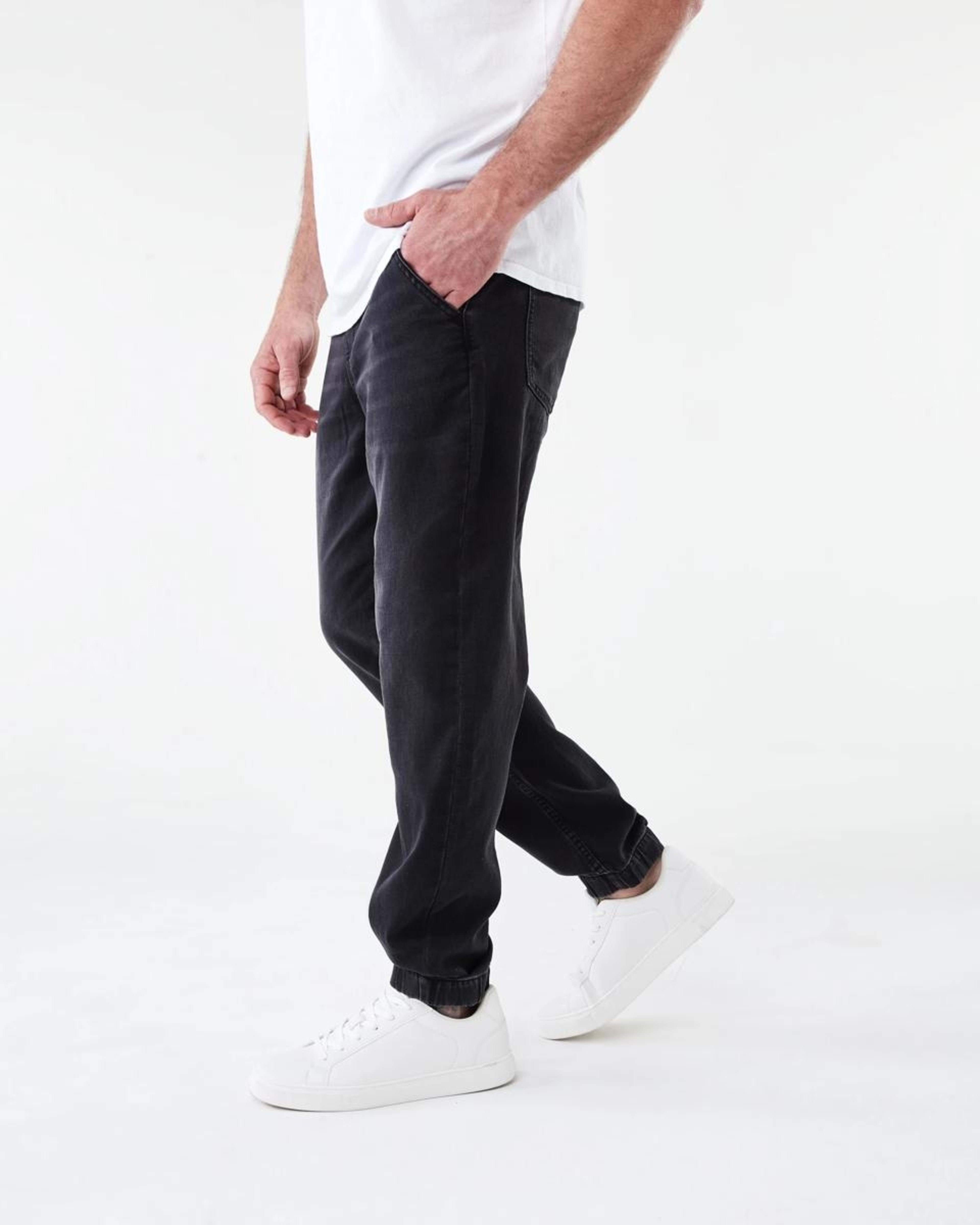 2 Cuffed Denim Joggers Black Wash, 2 of 5