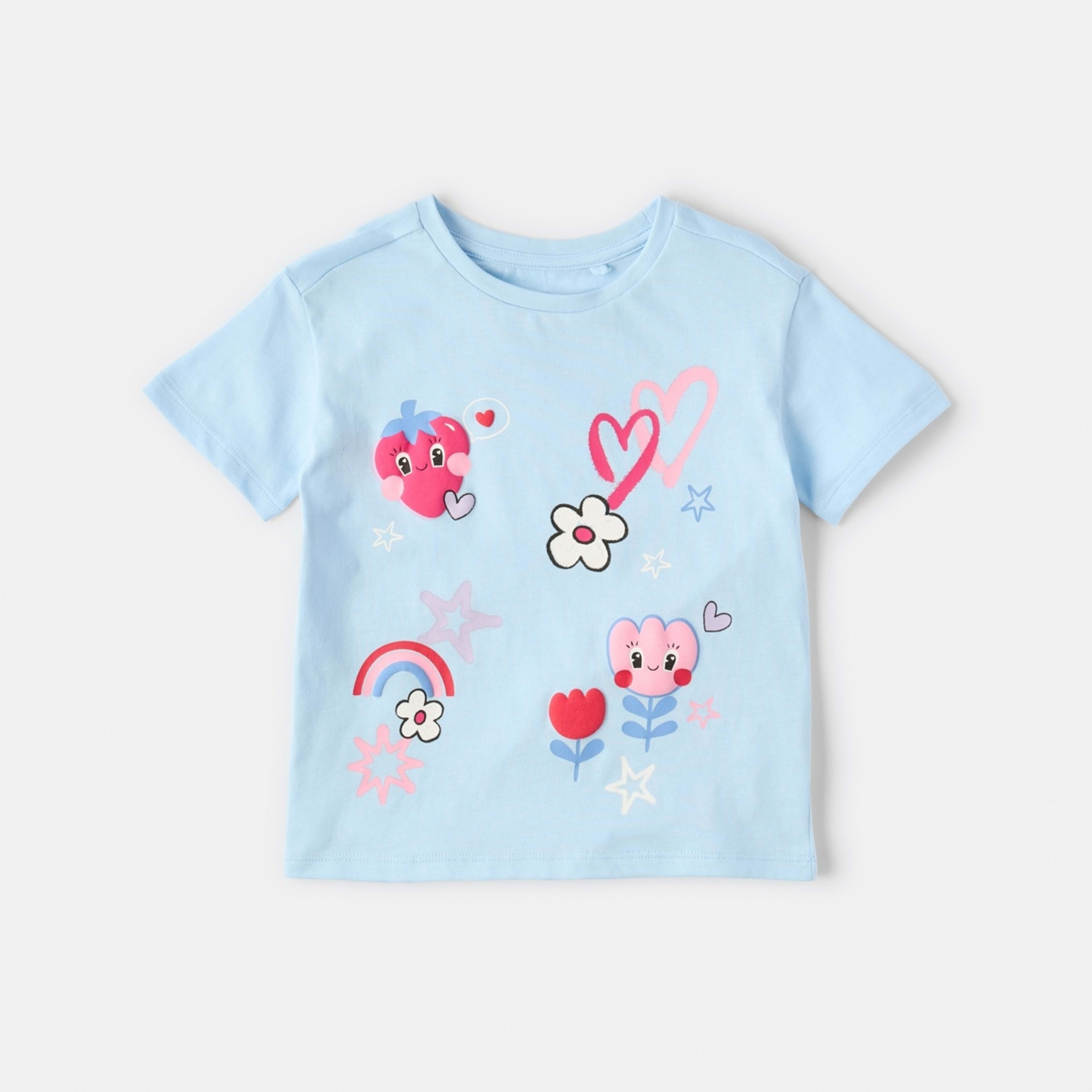 7 Print T-shirt Strawberry Tulip Emoji Blue, 7 of 8