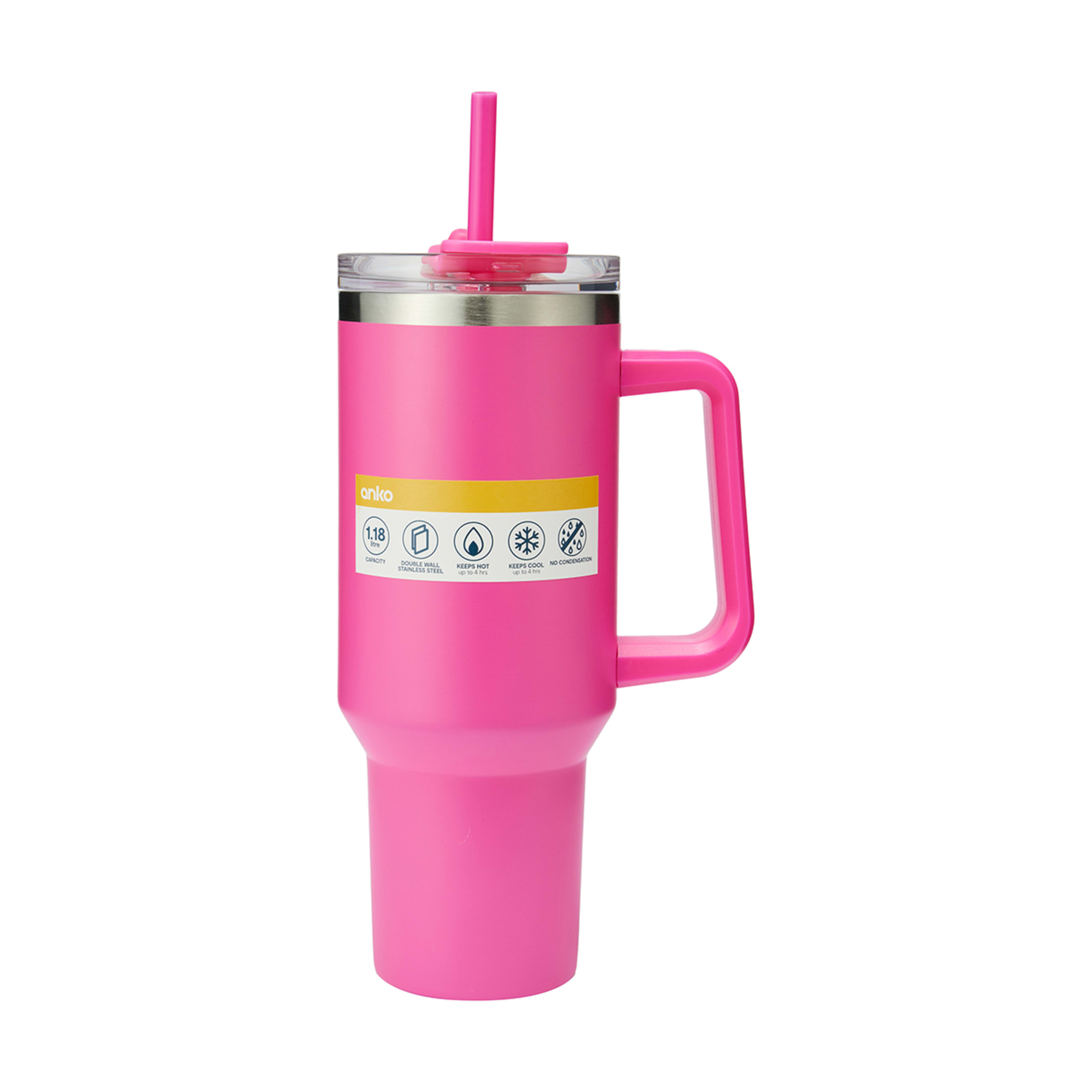 1.18L Pink Jumbo Tumbler with Handle - Kmart