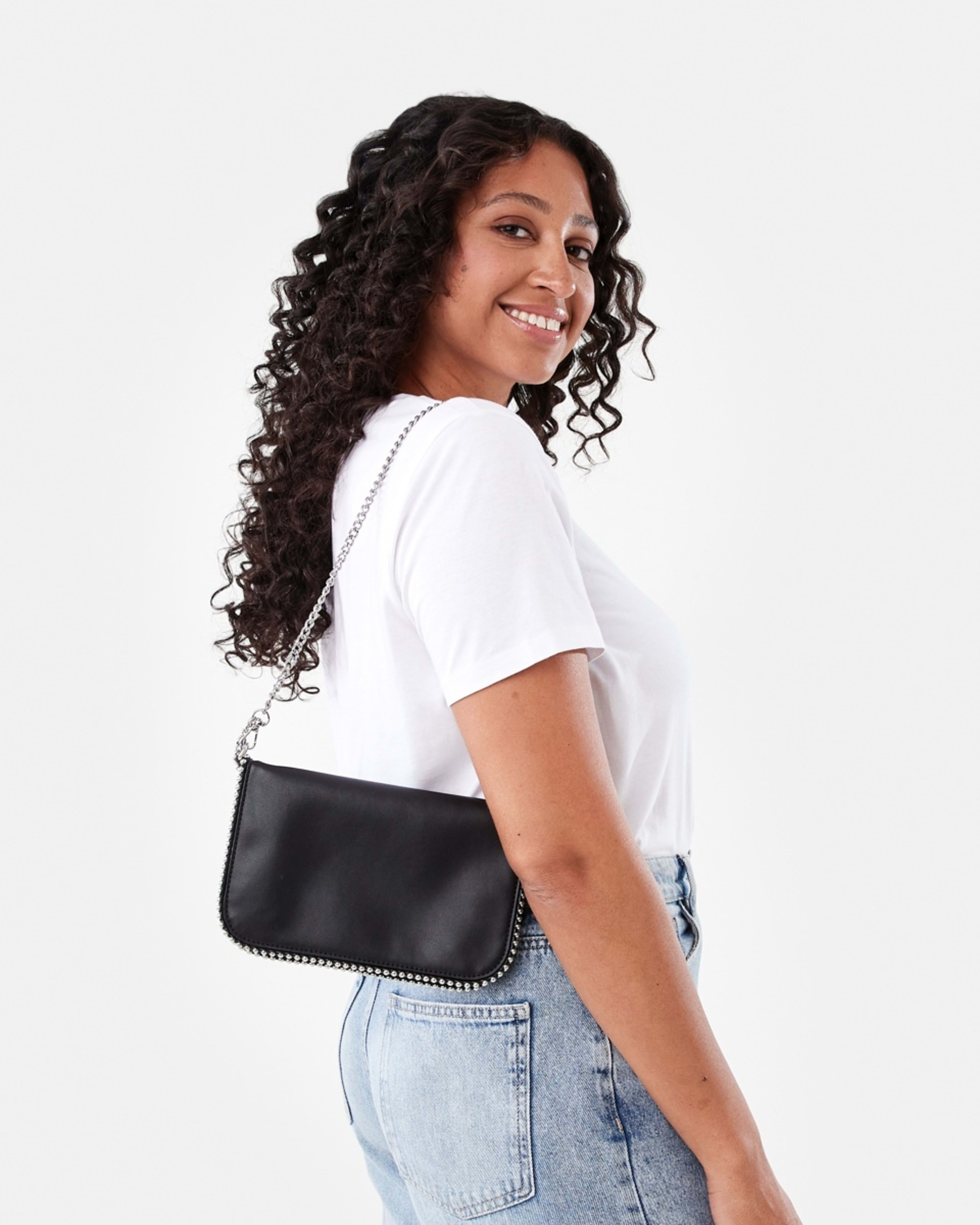 6 Metal Trim Crossbody Bag Black, 6 of 6