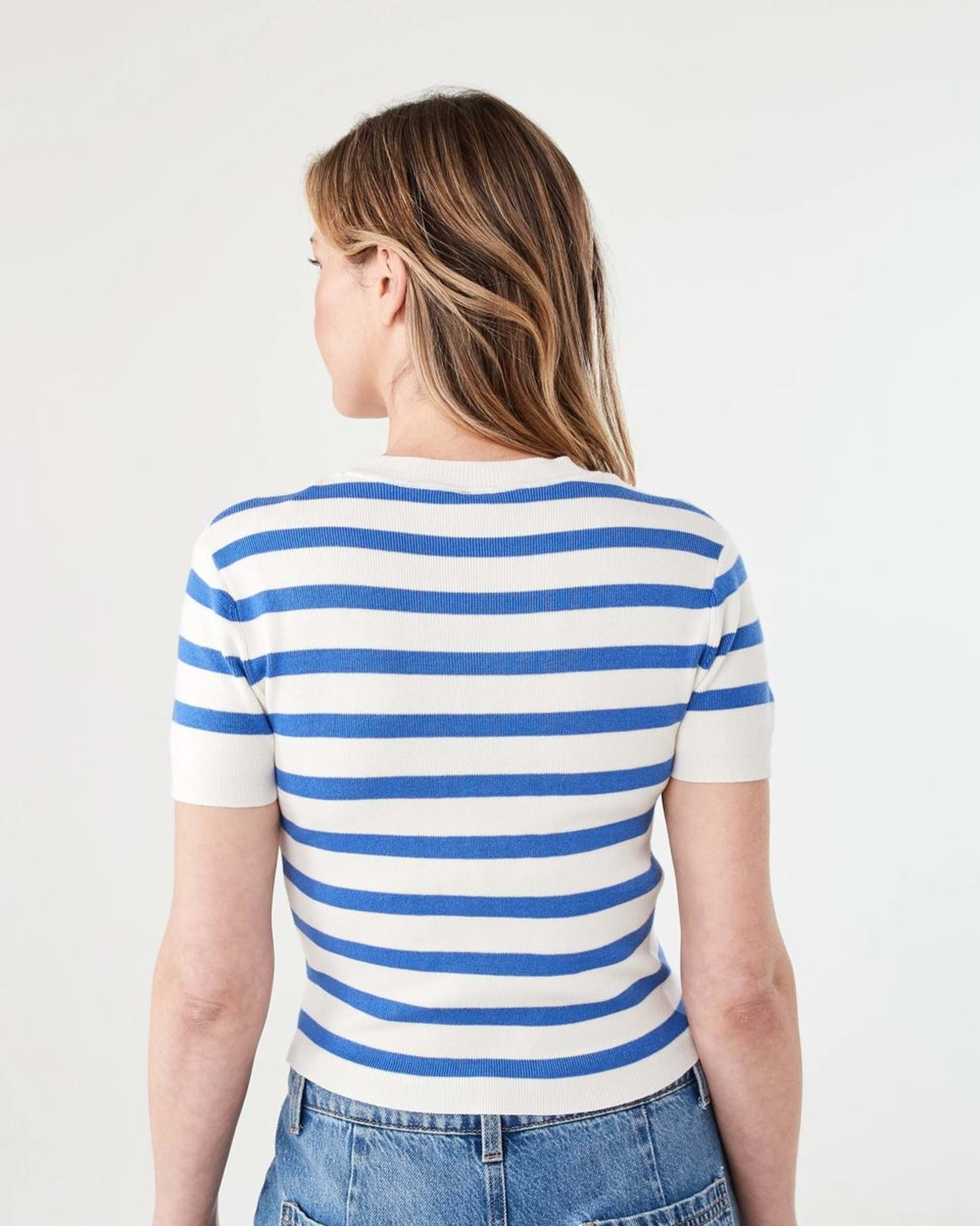 3 Short Sleeve True Knit Fitted T-shirt BOLD STRIPE BLUE MARINE, 3 of 5