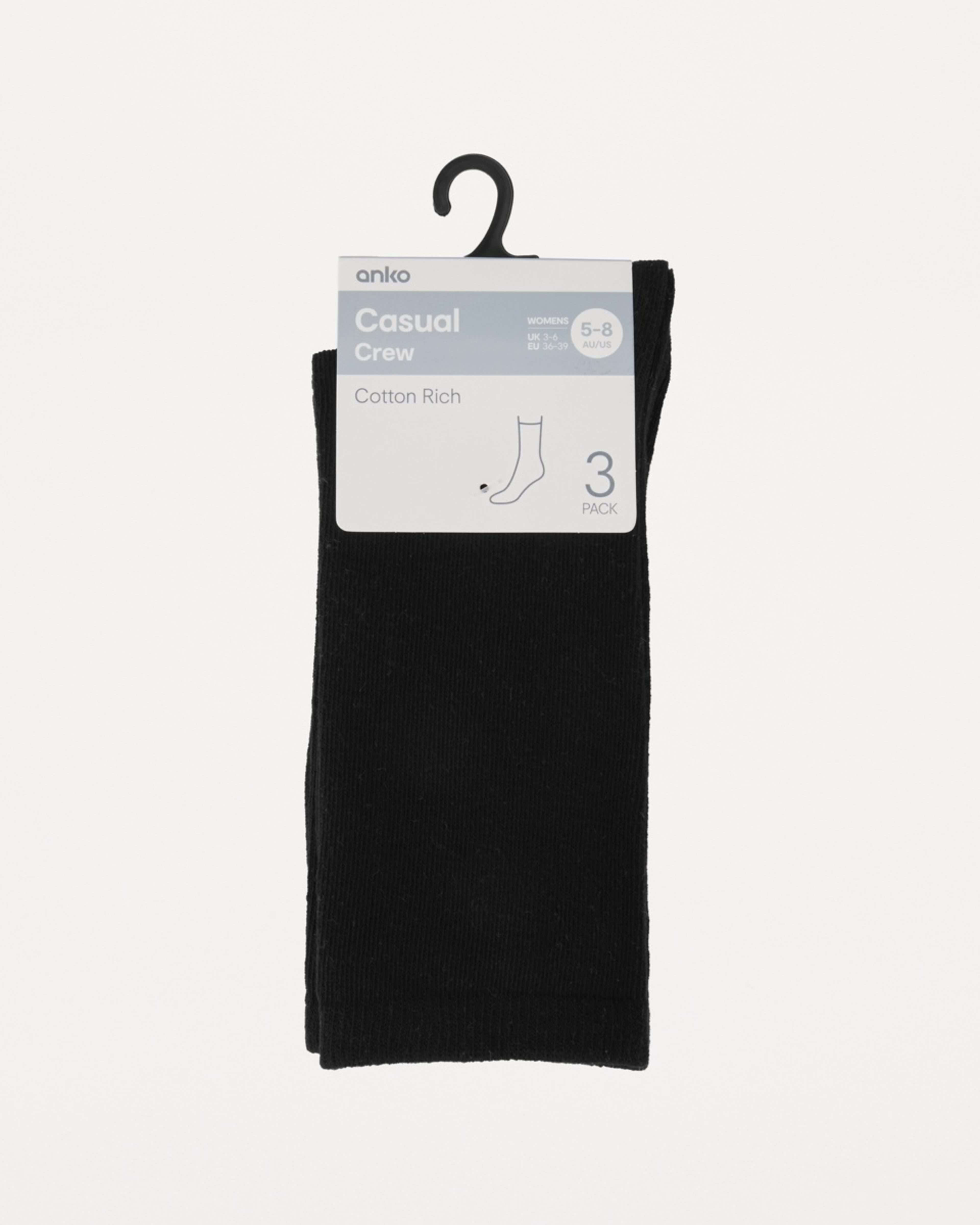 3 3 Pack Crew Socks BLACK, 3 of 3