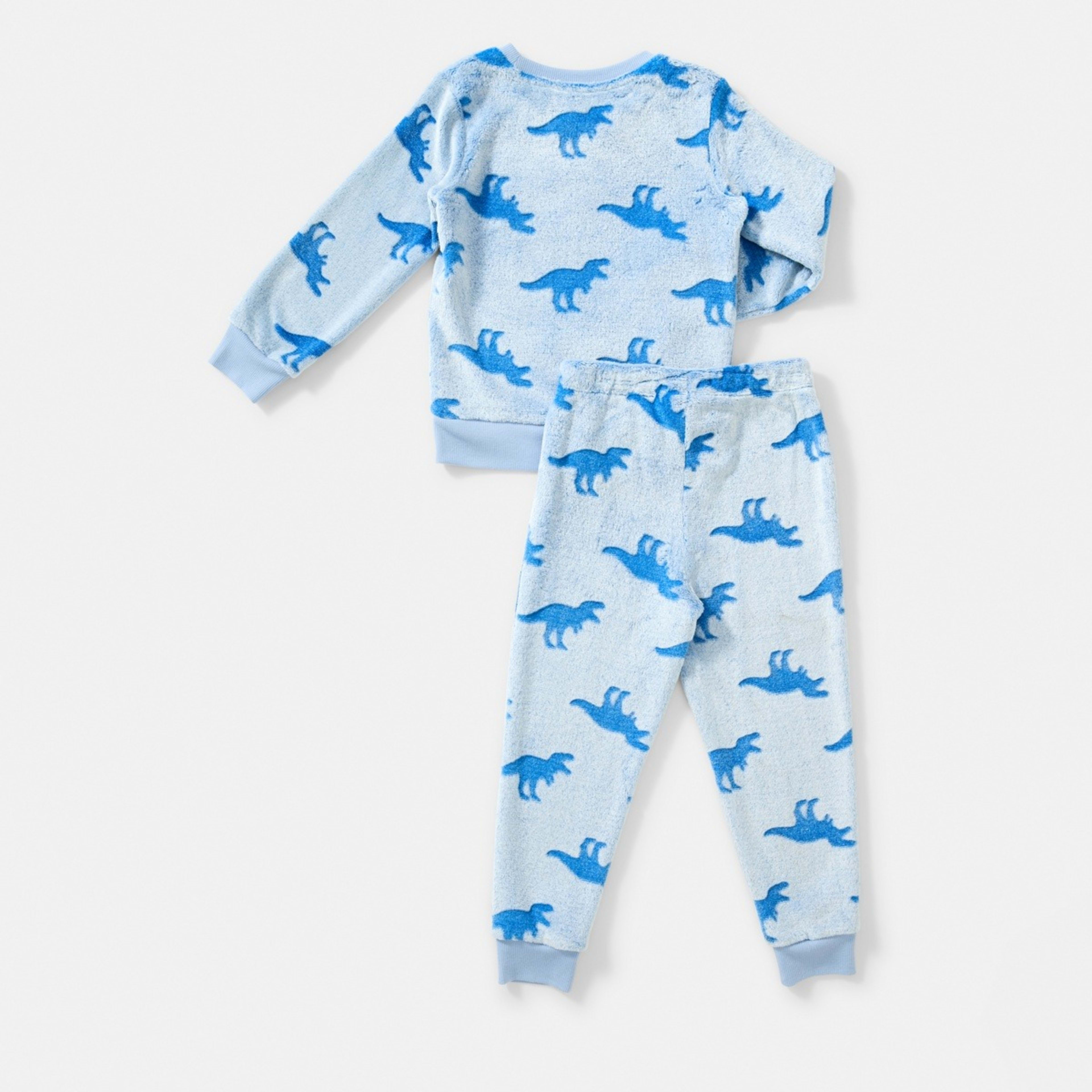 7 Fluffy Pyjama Set Blue Dinos, 7 of 9