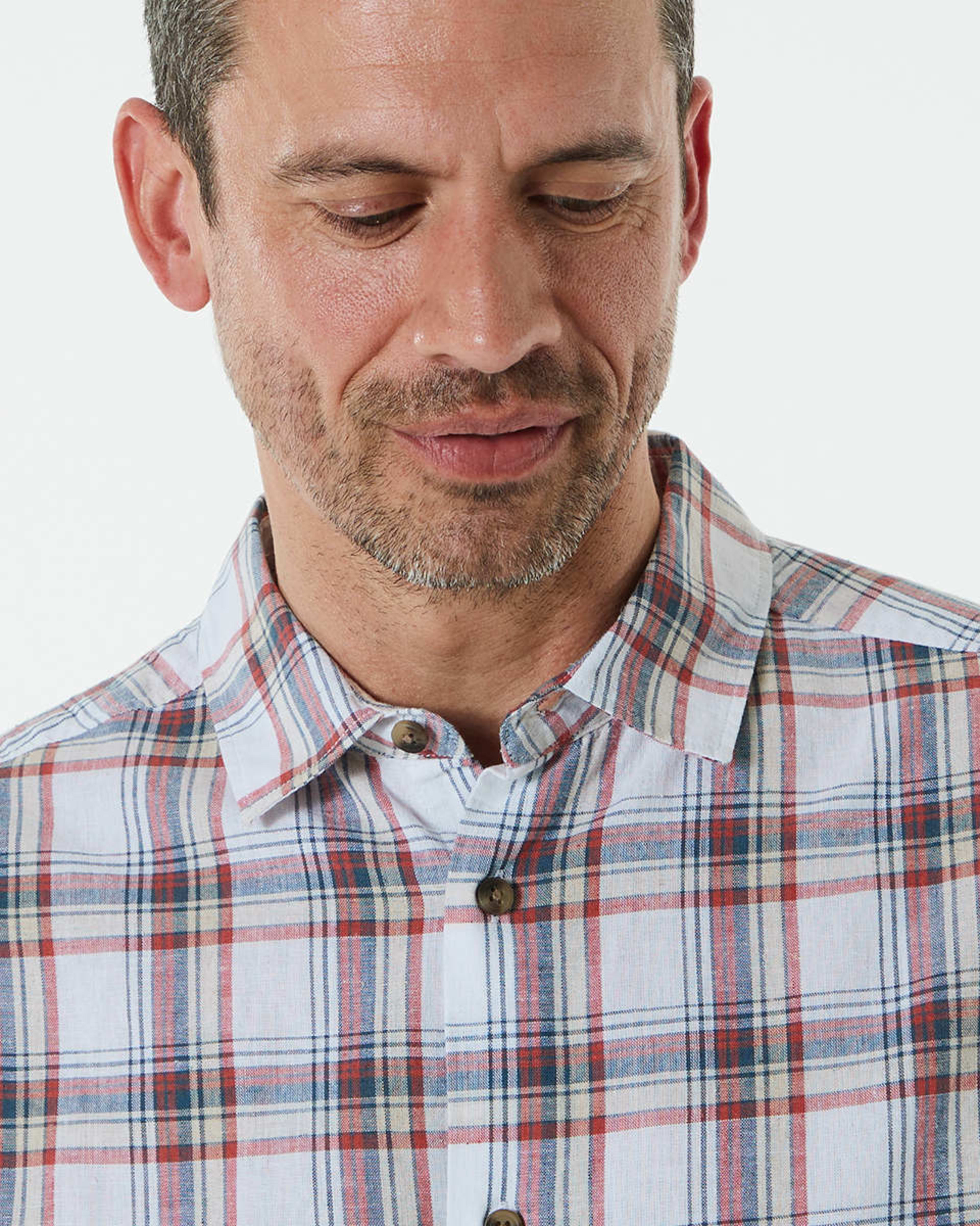 Short Sleeve Check Linen Blend Shirt - Kmart NZ