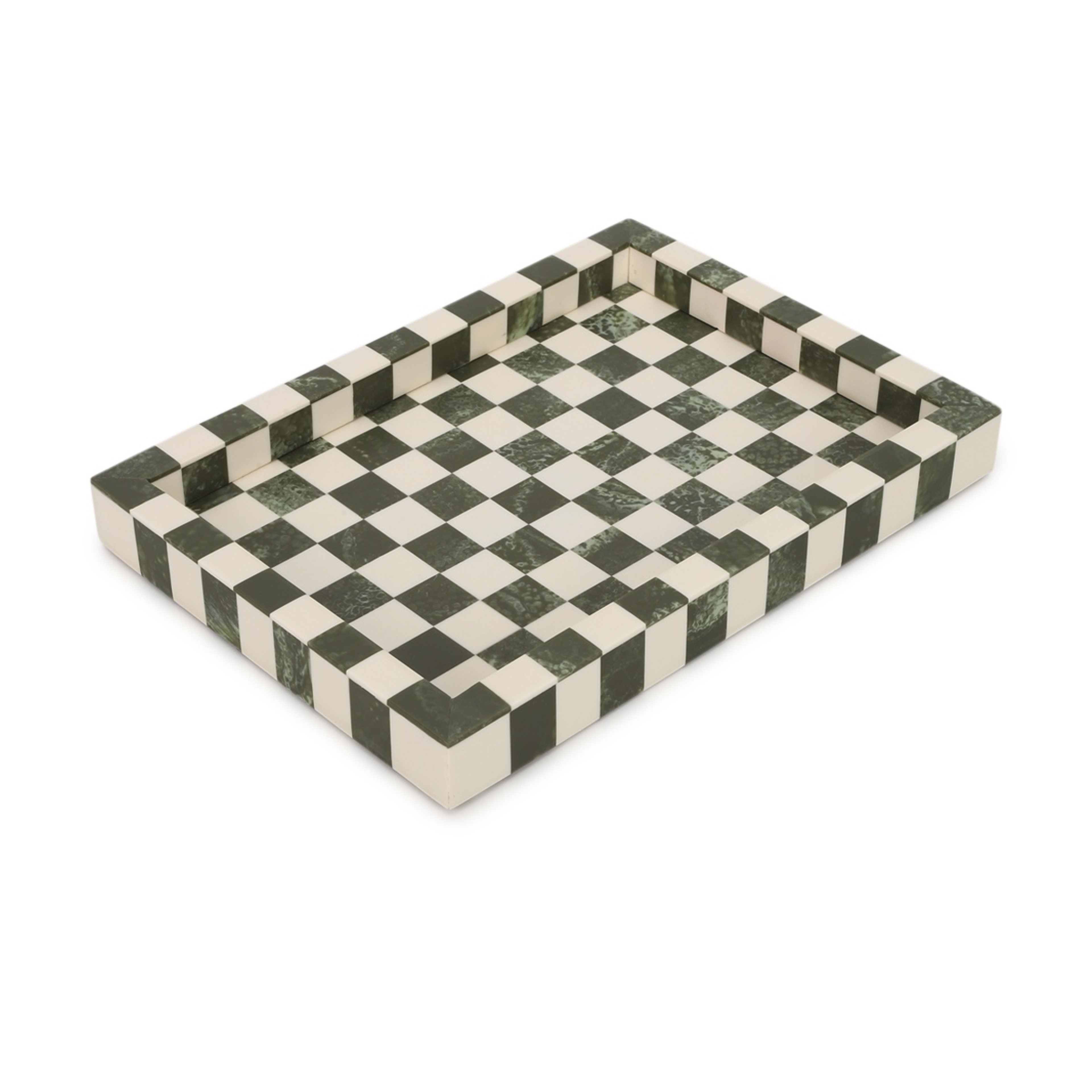 1 Green Check Decor Tray