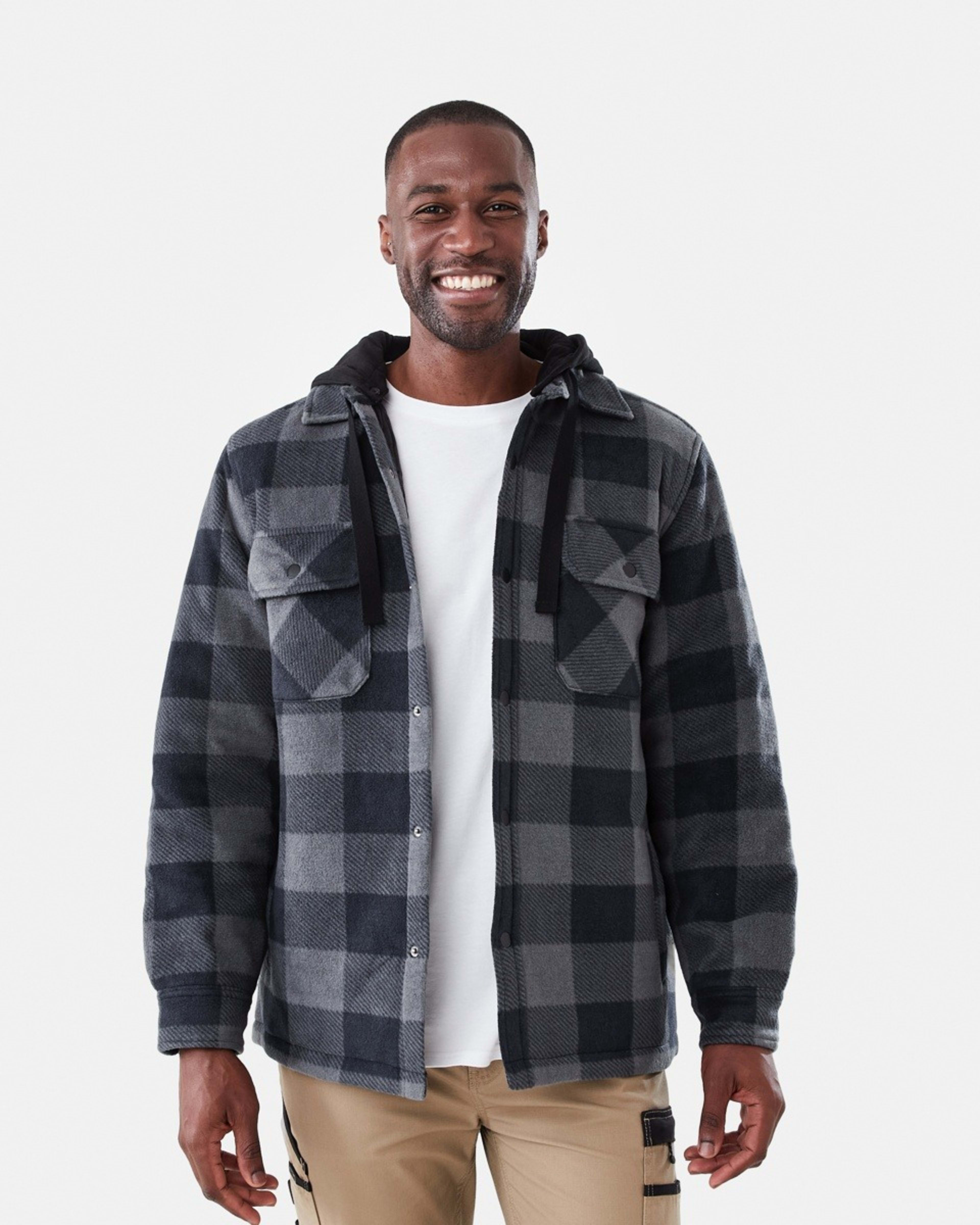 1 Workwear Padded Industrial Jacket Black Chk, 1 of 8