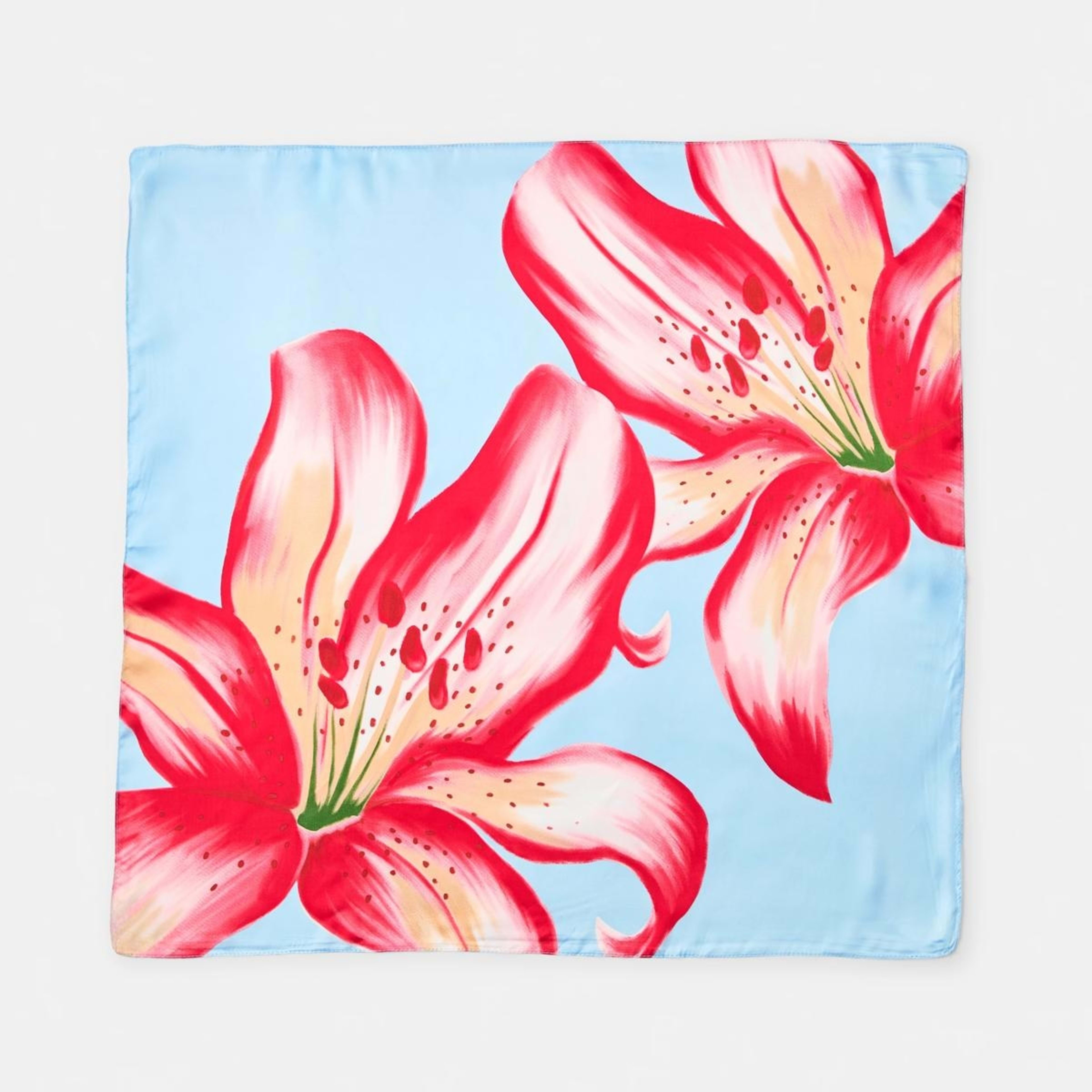 1 Oversize Floral Hair Scarf - Blue, Red and Gree, 1 of 5