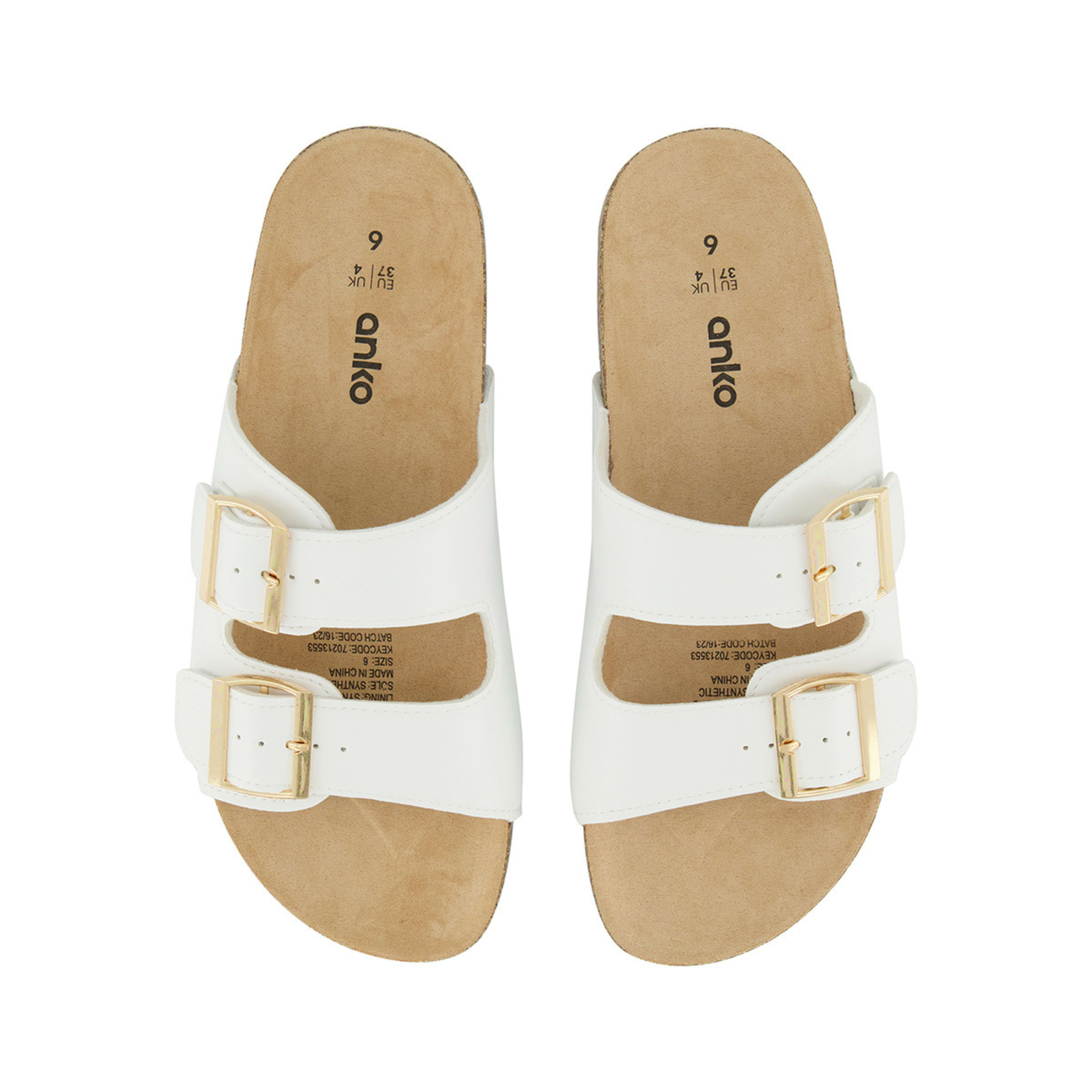 2 Double Buckle Footbed Slides White, 2 of 4