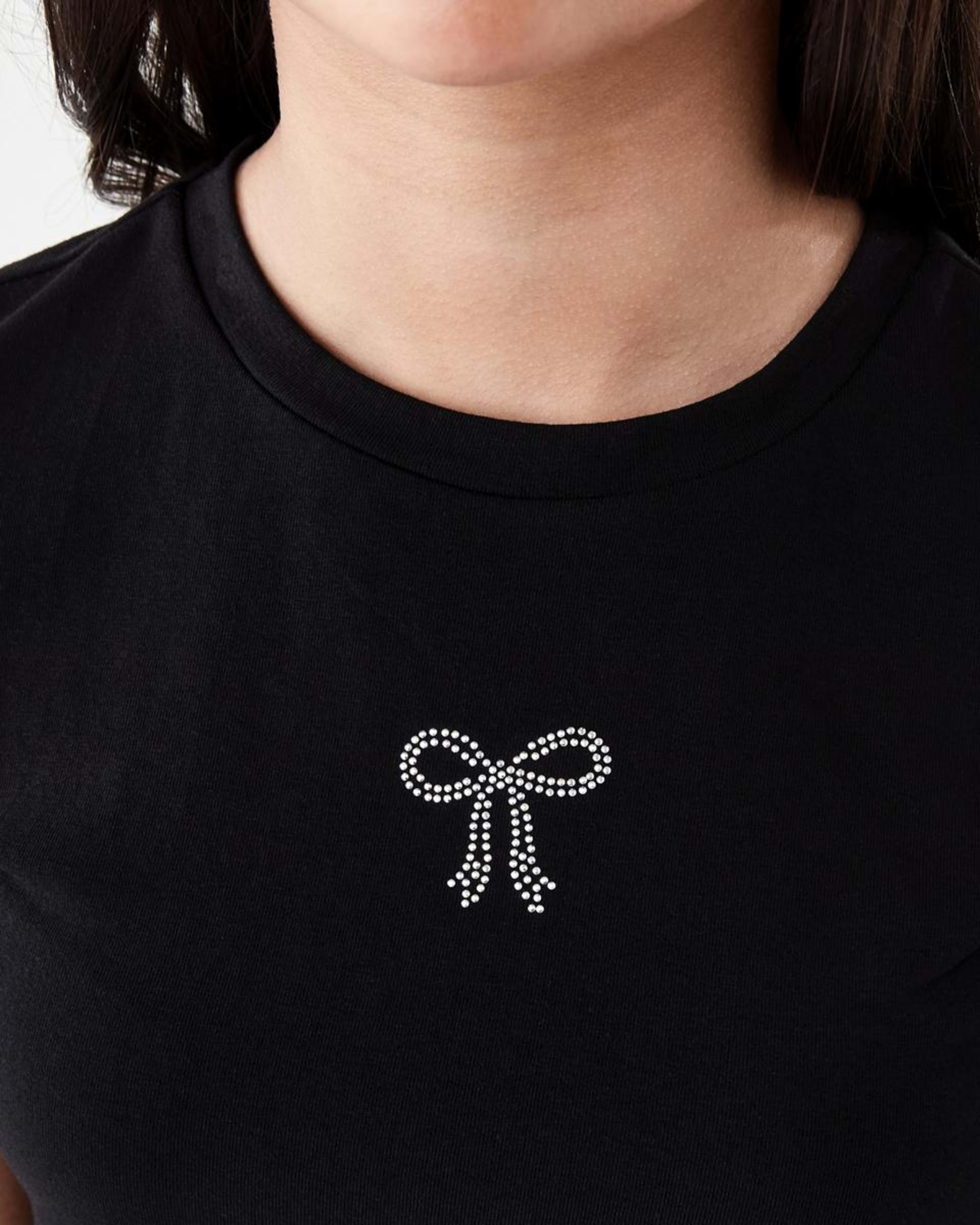 4 Short Sleeve Embellished Baby T-shirt Blk Bow, 4 of 7