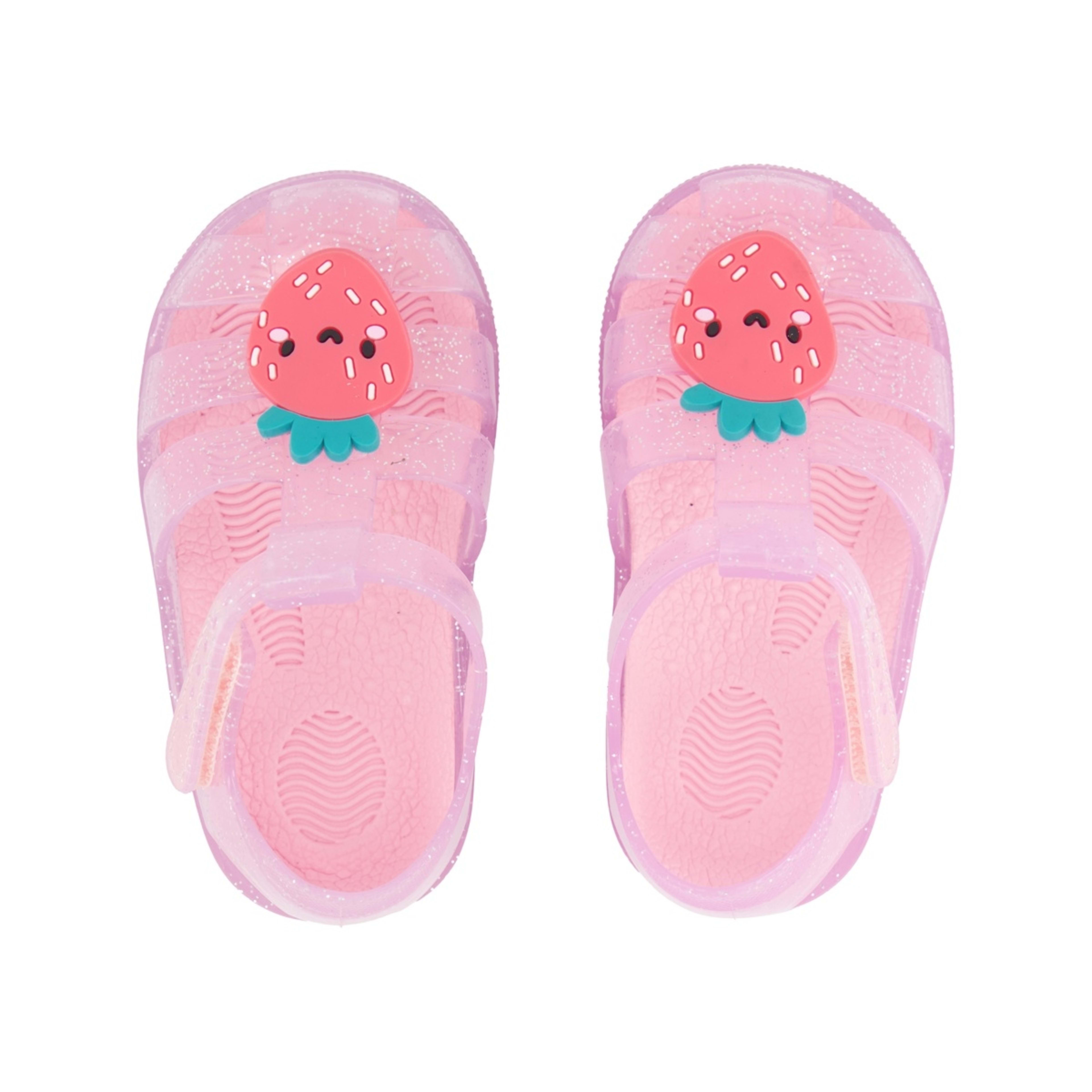 3 Baby Novelty Sandals Smiling Strawberry Dessert Pink, 3 of 4