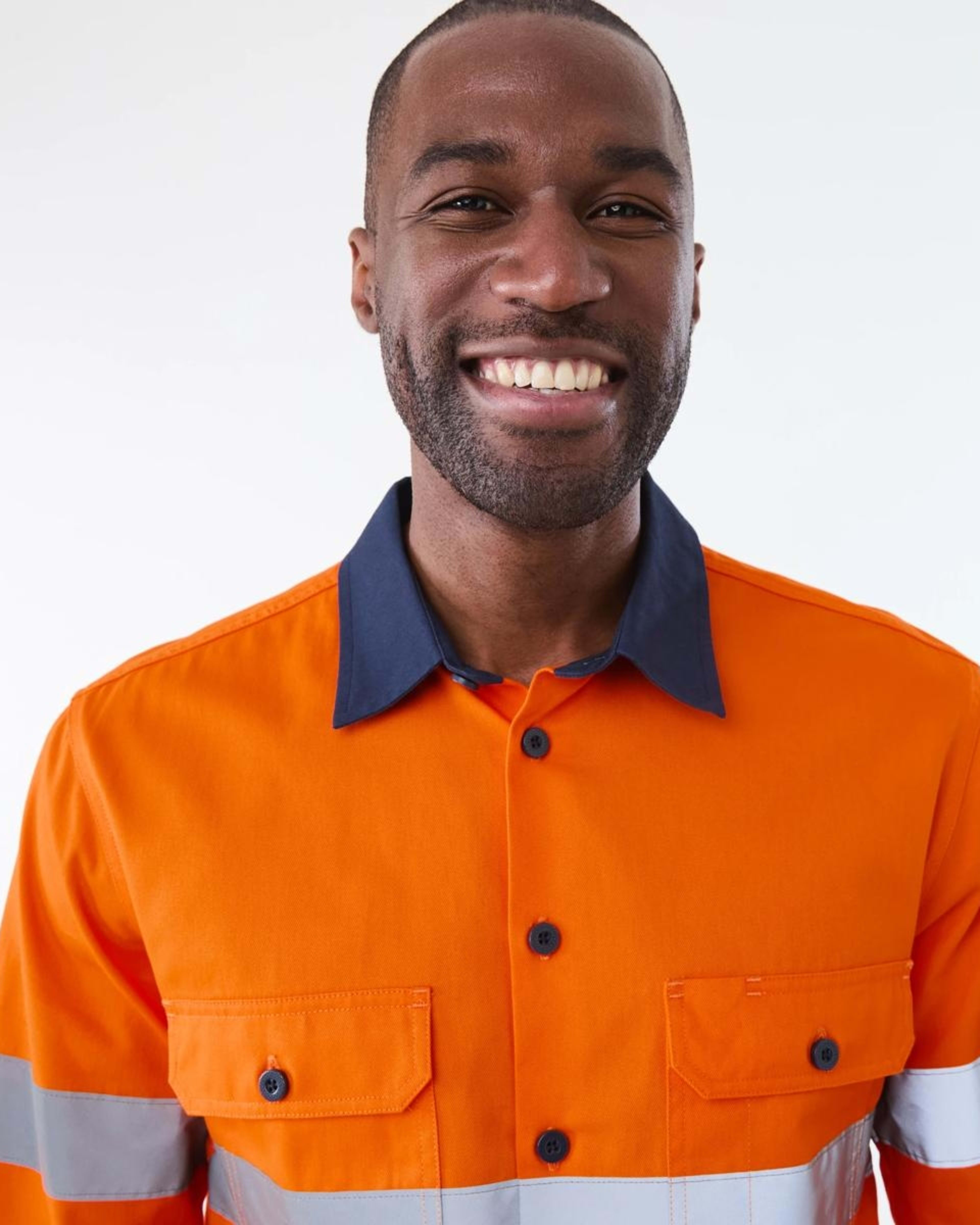 4 Workwear Long Sleeve Hi-Visibility Stretch Shirt Safety Orange, 4 of 4