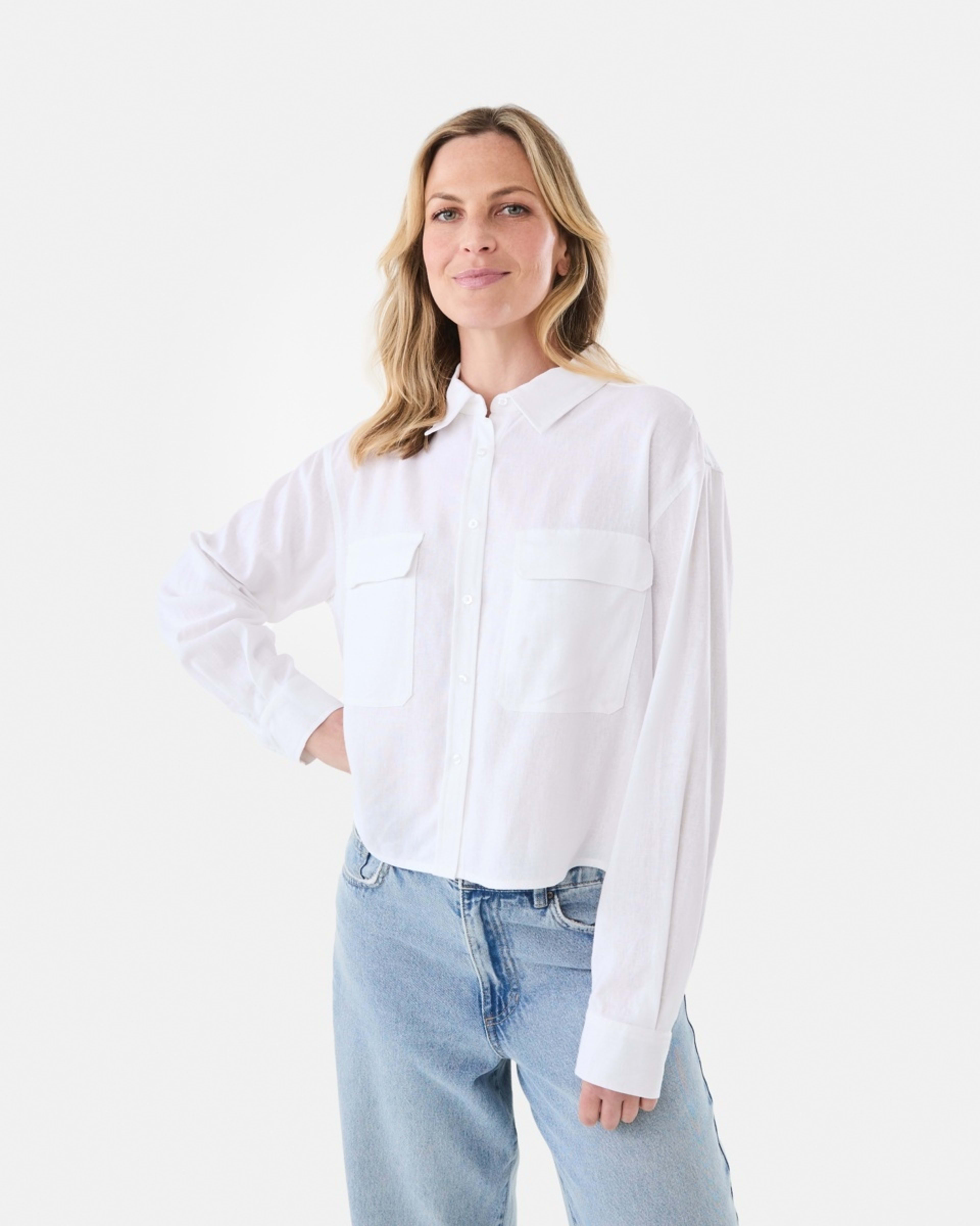 1 Long Sleeve Utility Shirt White, 1 of 6