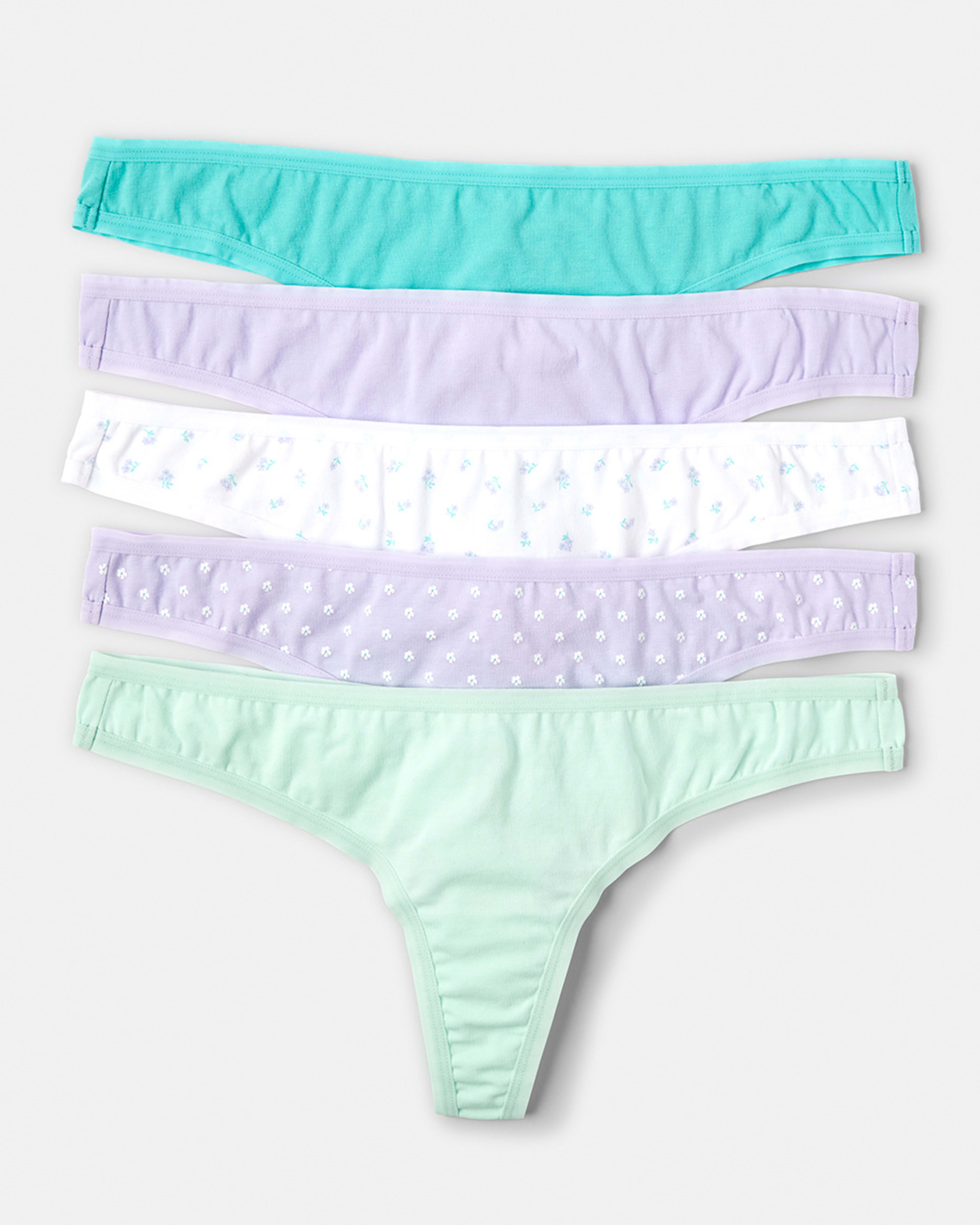 1 5 Pack G-String Briefs LAVENDER FLORAL MULTI, 1 of 9