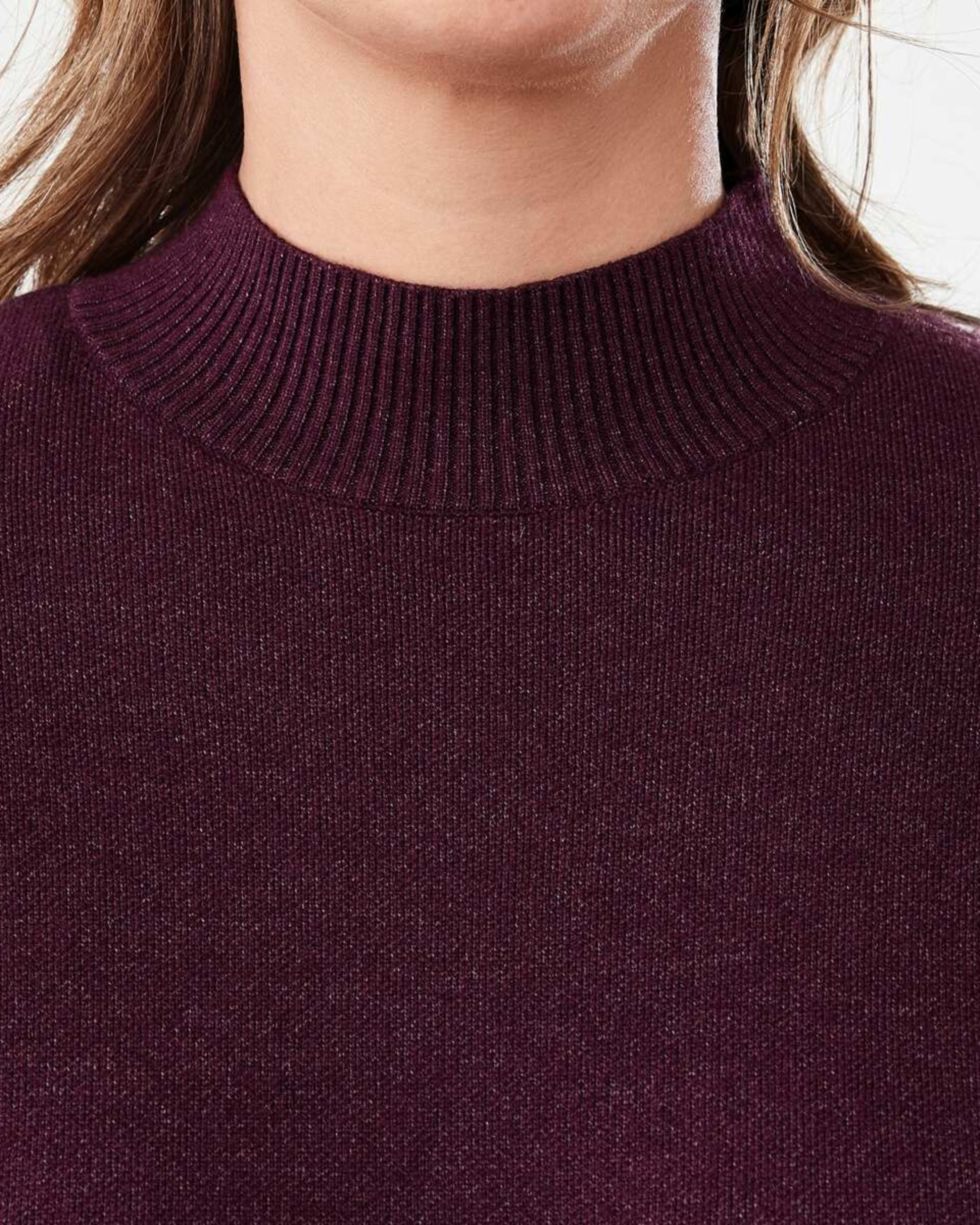 5 Long Sleeve Mock Neck True Knit Mini Dress Mulberry, 5 of 7