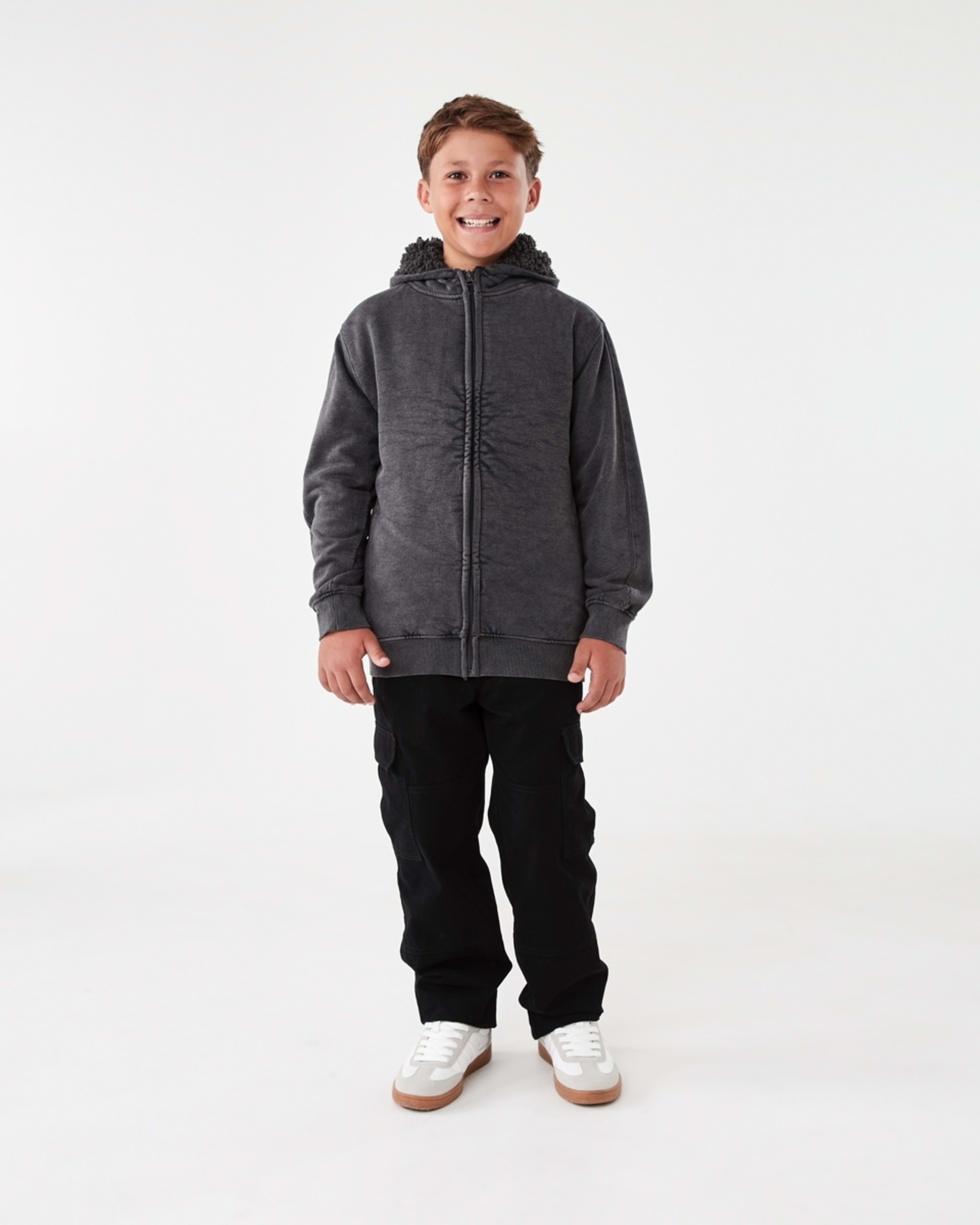 7 Sherpa Lined Zip Through Hoodie Dark Magnet, 7 of 8